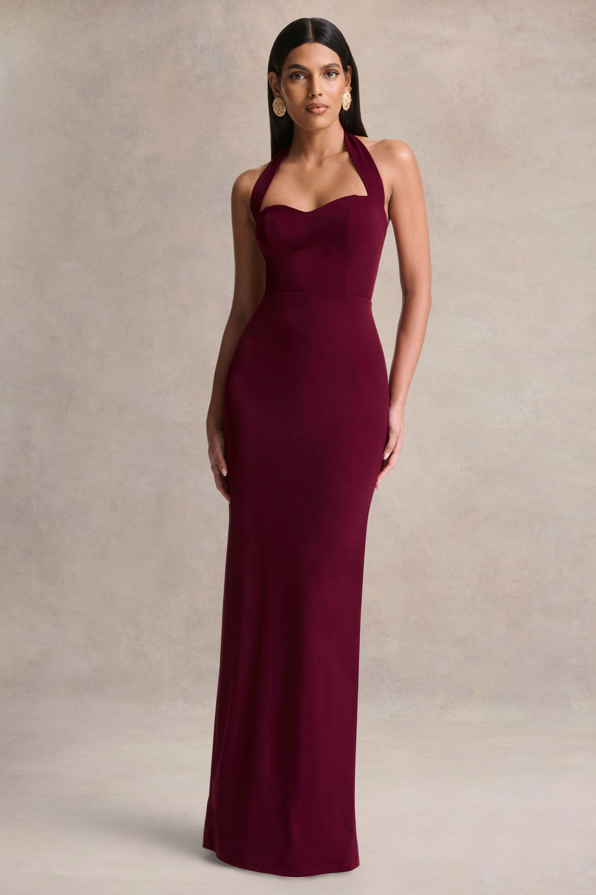 Robyn | Burgundy Sweetheart-Neck Maxi Dress - Image 4