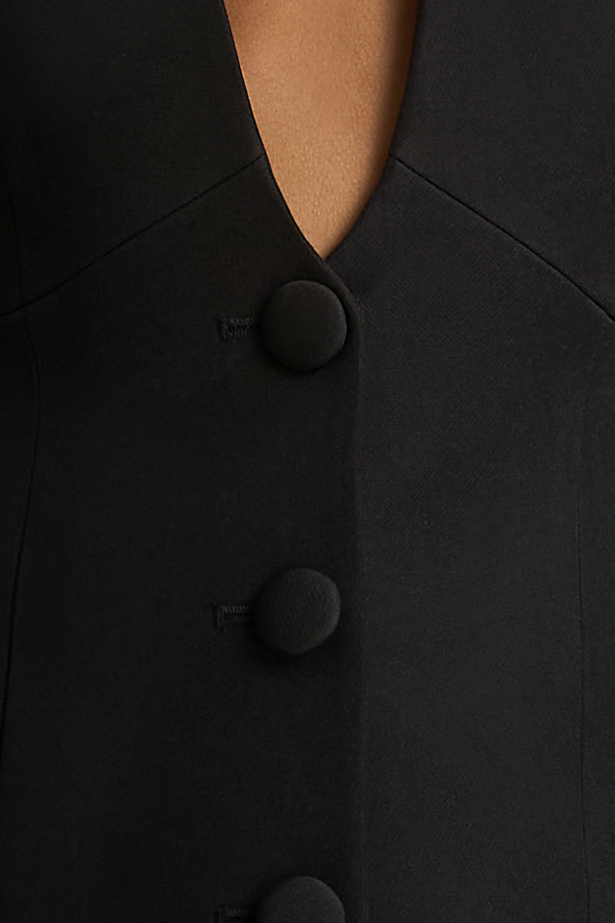 Rosalina | Black Extreme-Plunge Neck Tailored Blazer - Image 6