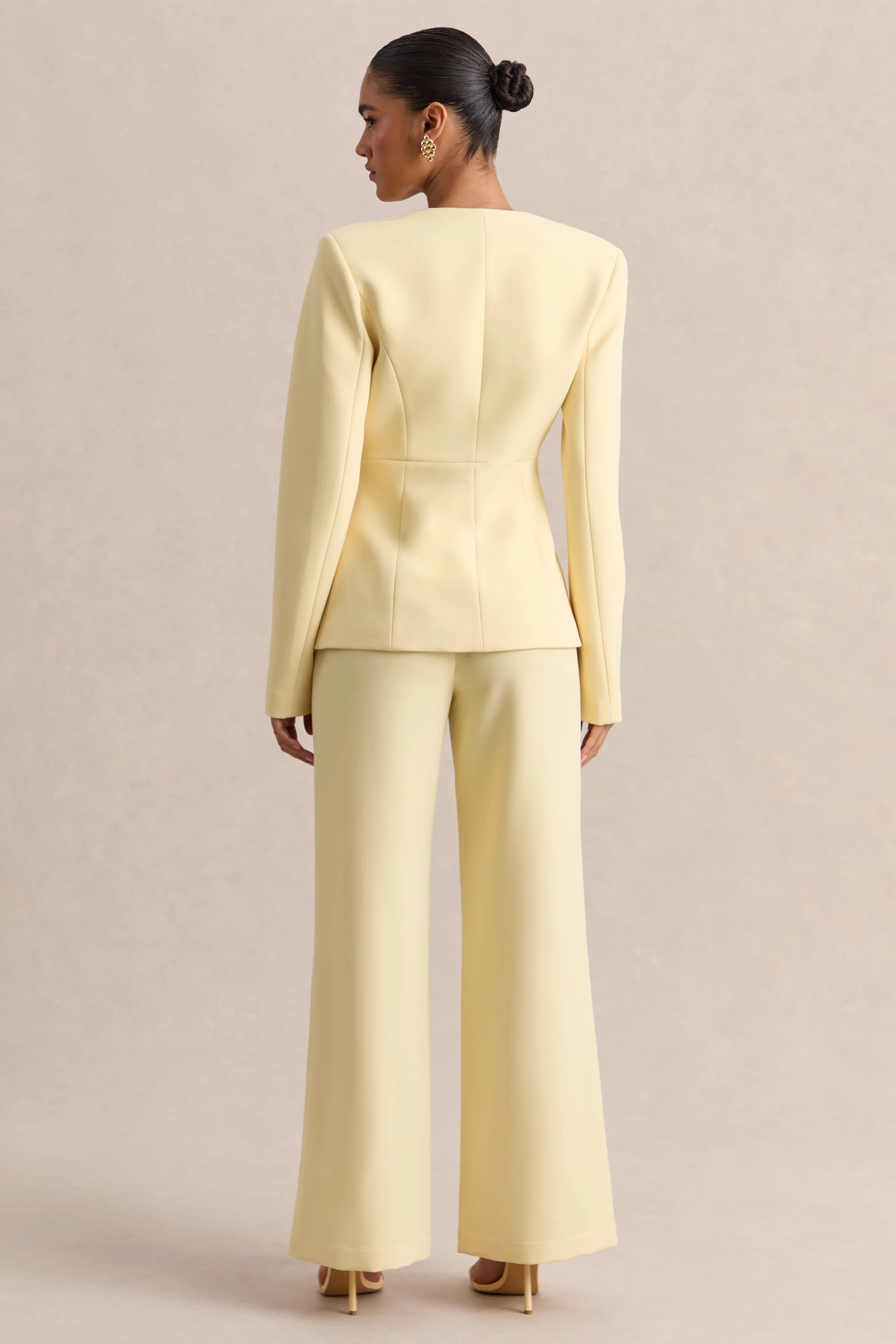 Rosalina | Lemon Extreme-Plunge Neck Tailored Blazer - Image 3