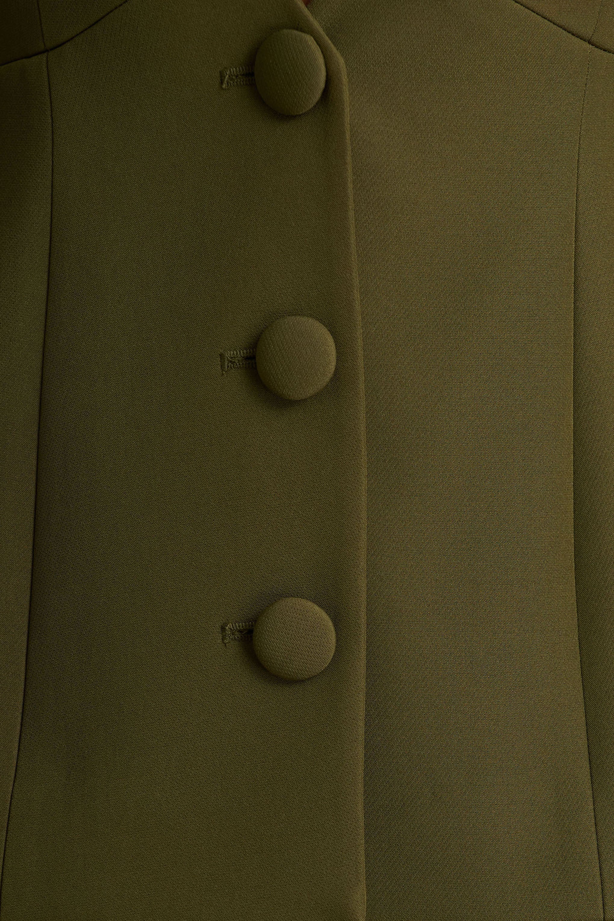 Rosalina | Olive Extreme-Plunge Neck Tailored Blazer - Image 6
