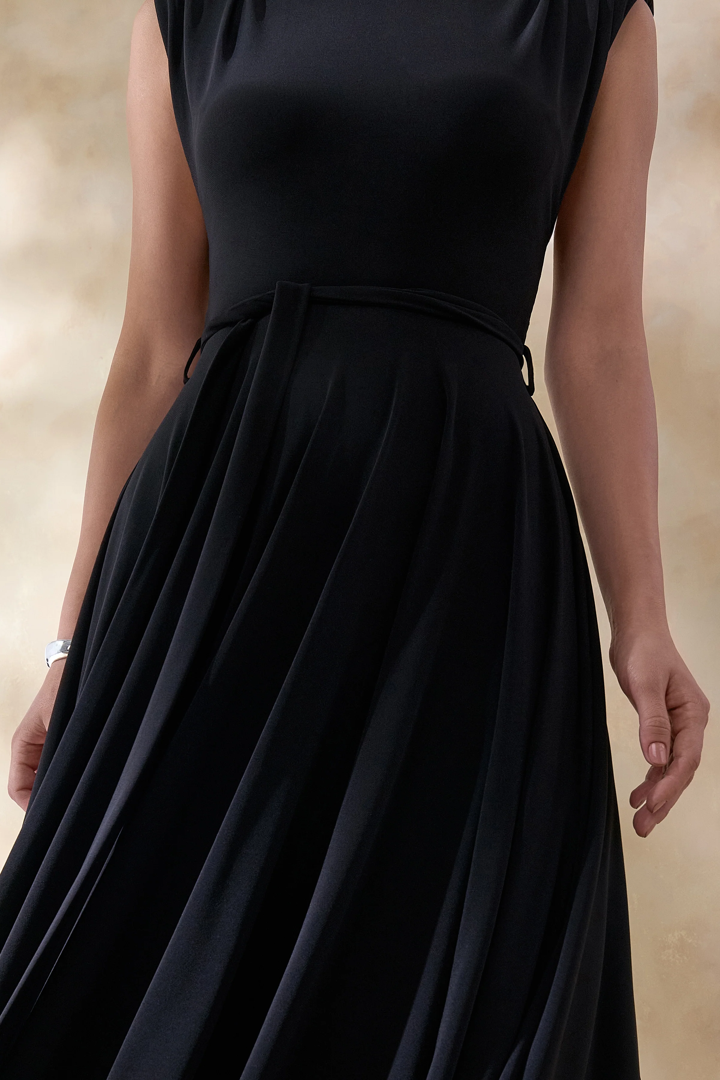 Roselena | Black High-Neck Midi Dress - Image 4