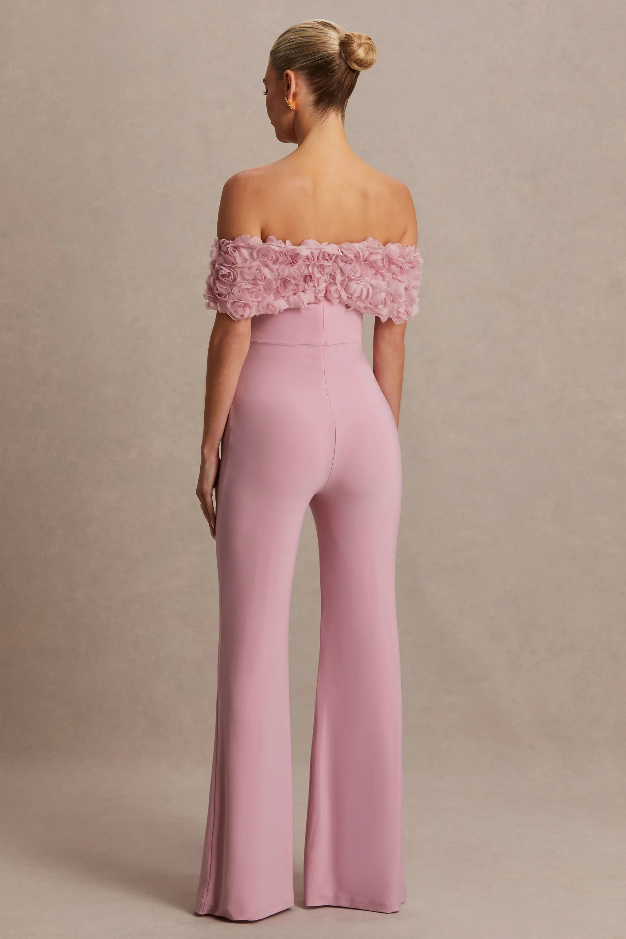 Sallow | Pink Floral Bardot Maternity Jumpsuit - Image 2