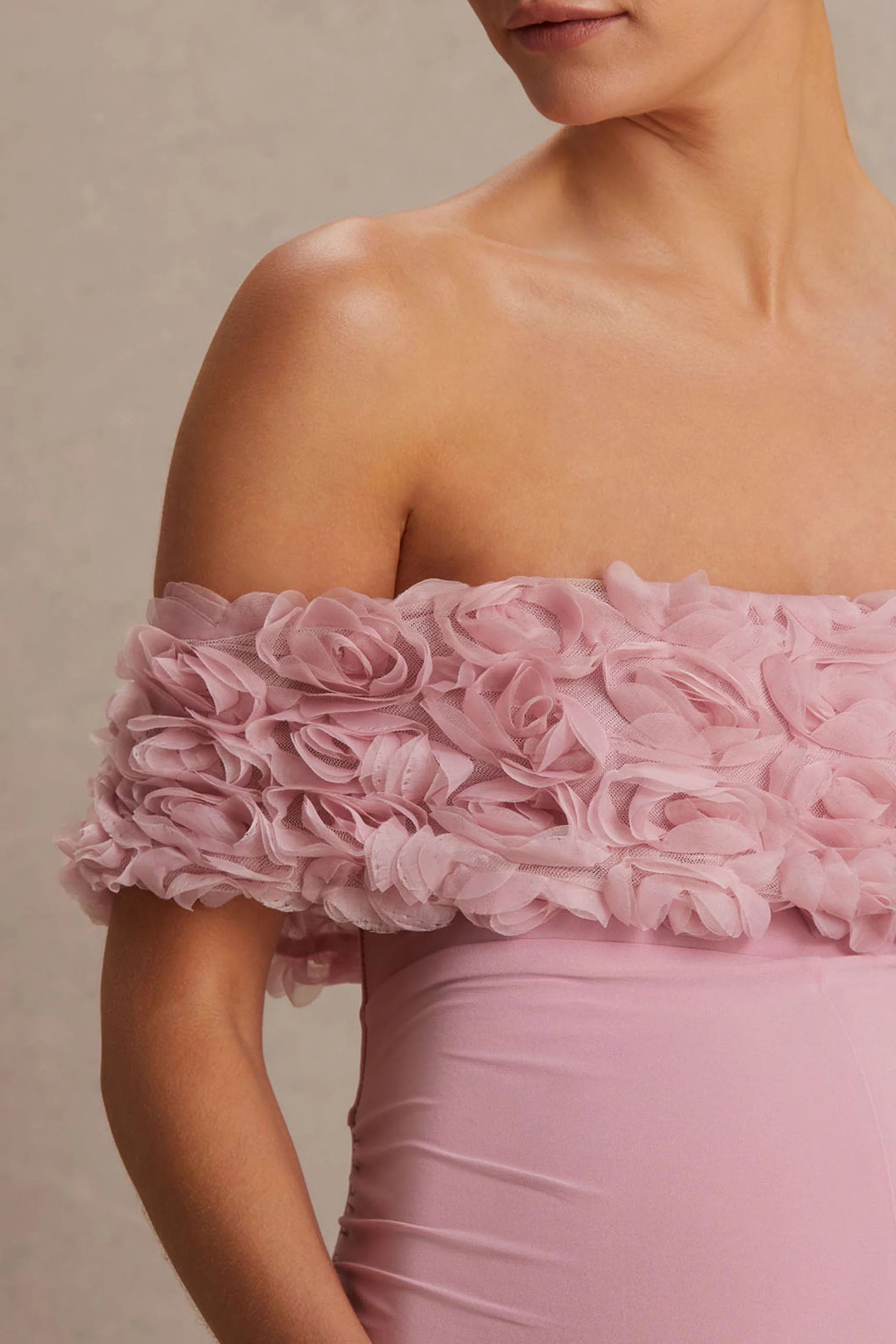 Sallow | Pink Floral Bardot Maternity Jumpsuit - Image 3