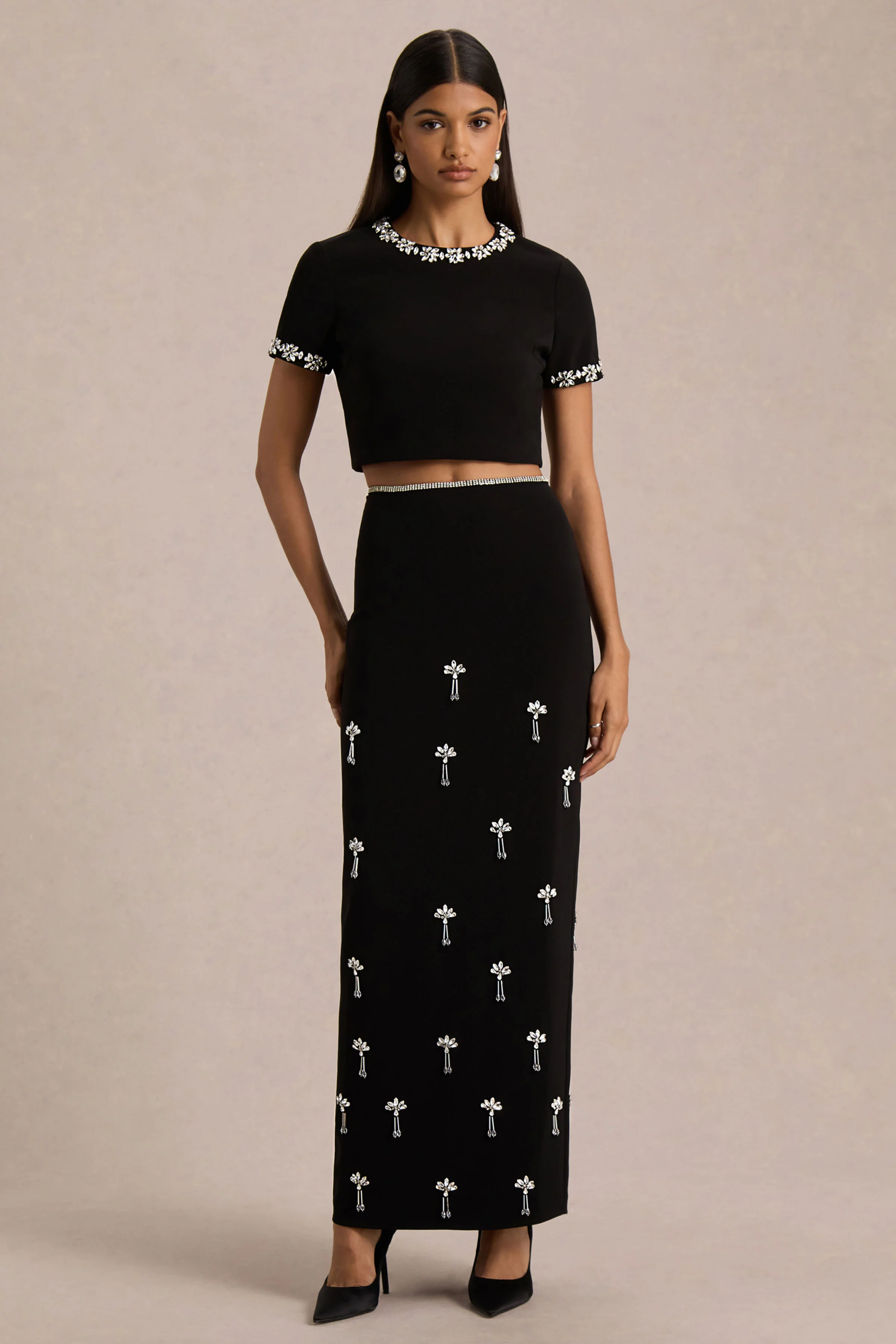 Salma | Black Hand-Embellished Top - Image 3