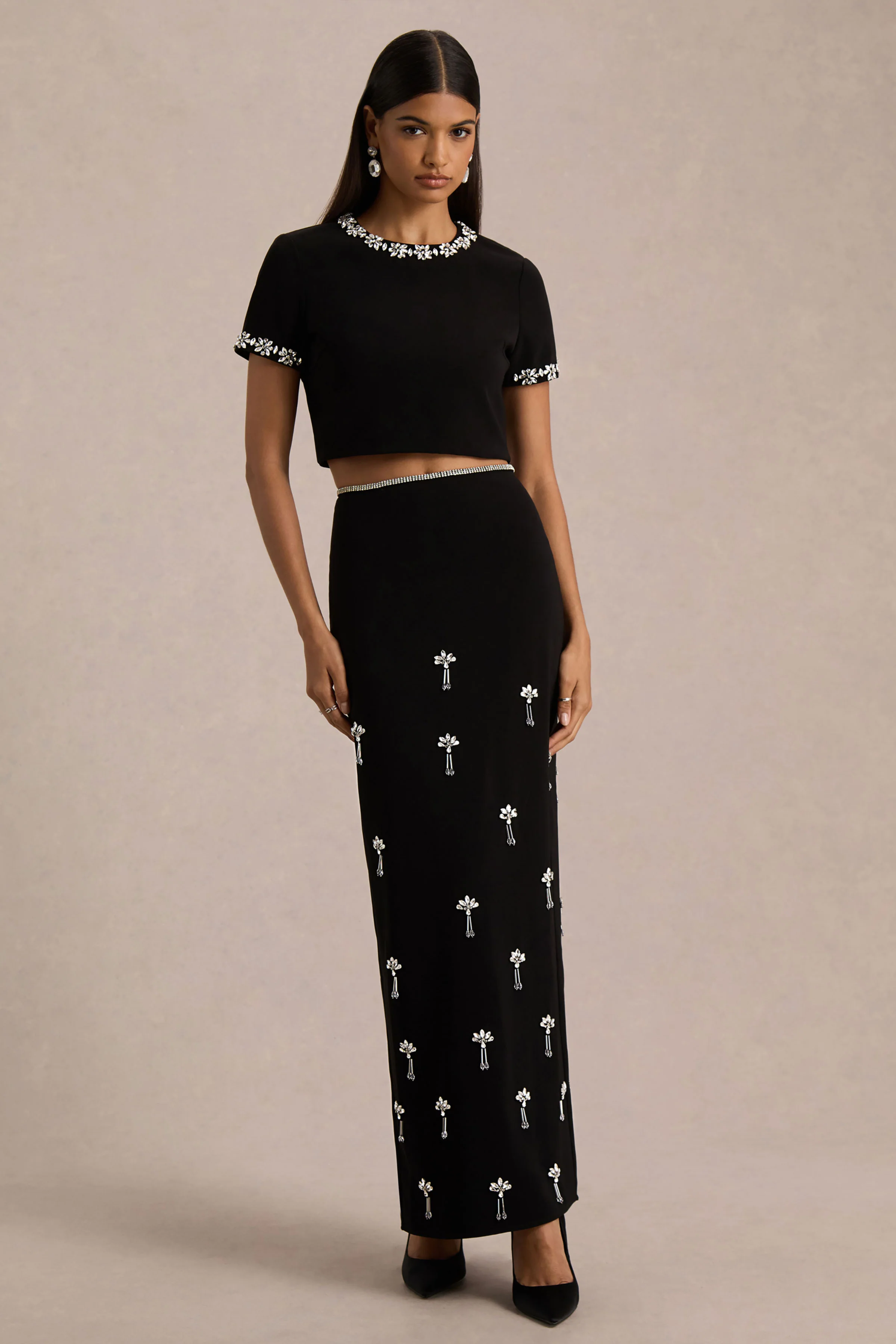 Salma | Black Hand-Embellished Top - Image 5