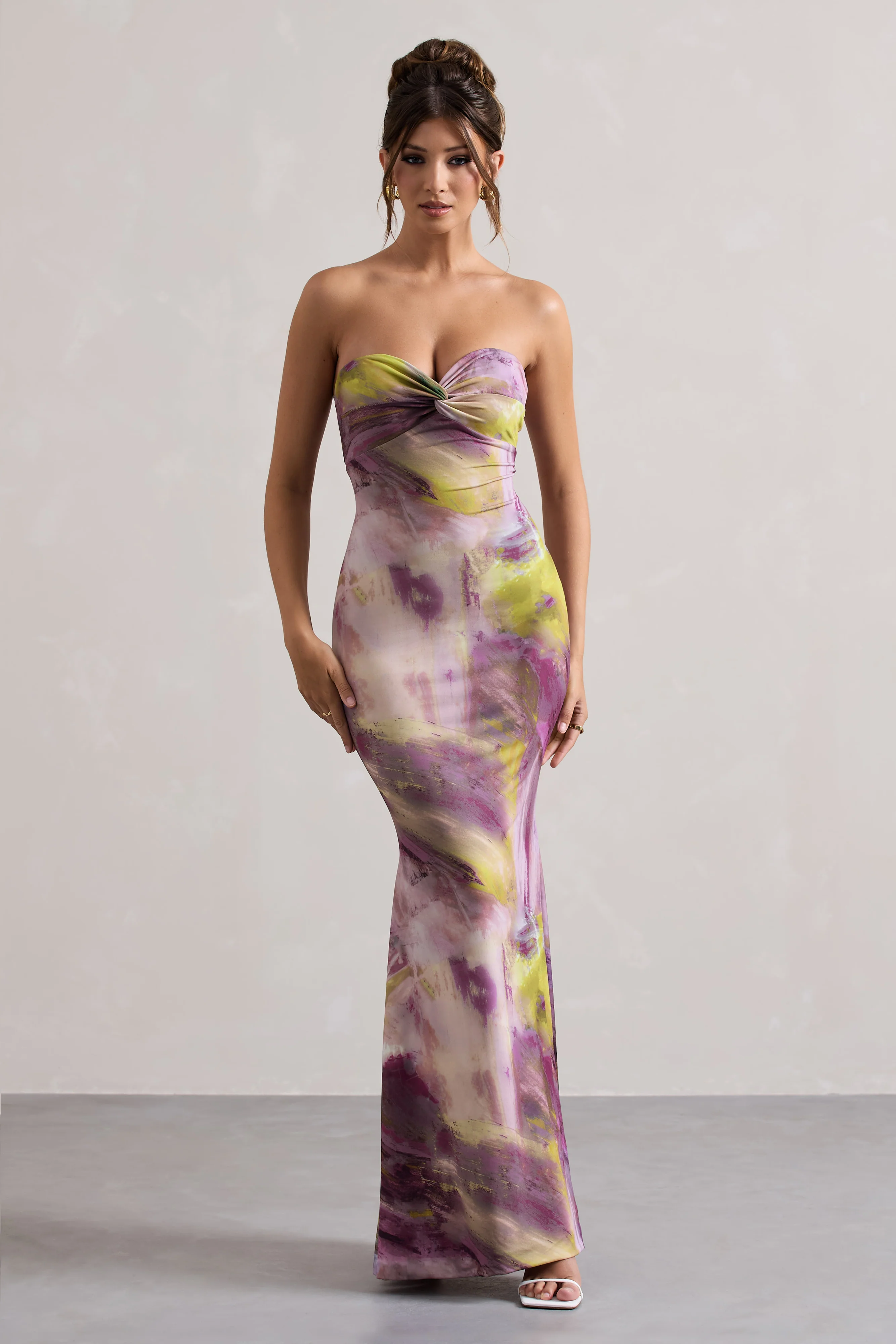 Santiago | Lilac Print Strapless Twist Maxi Dress - Image 6