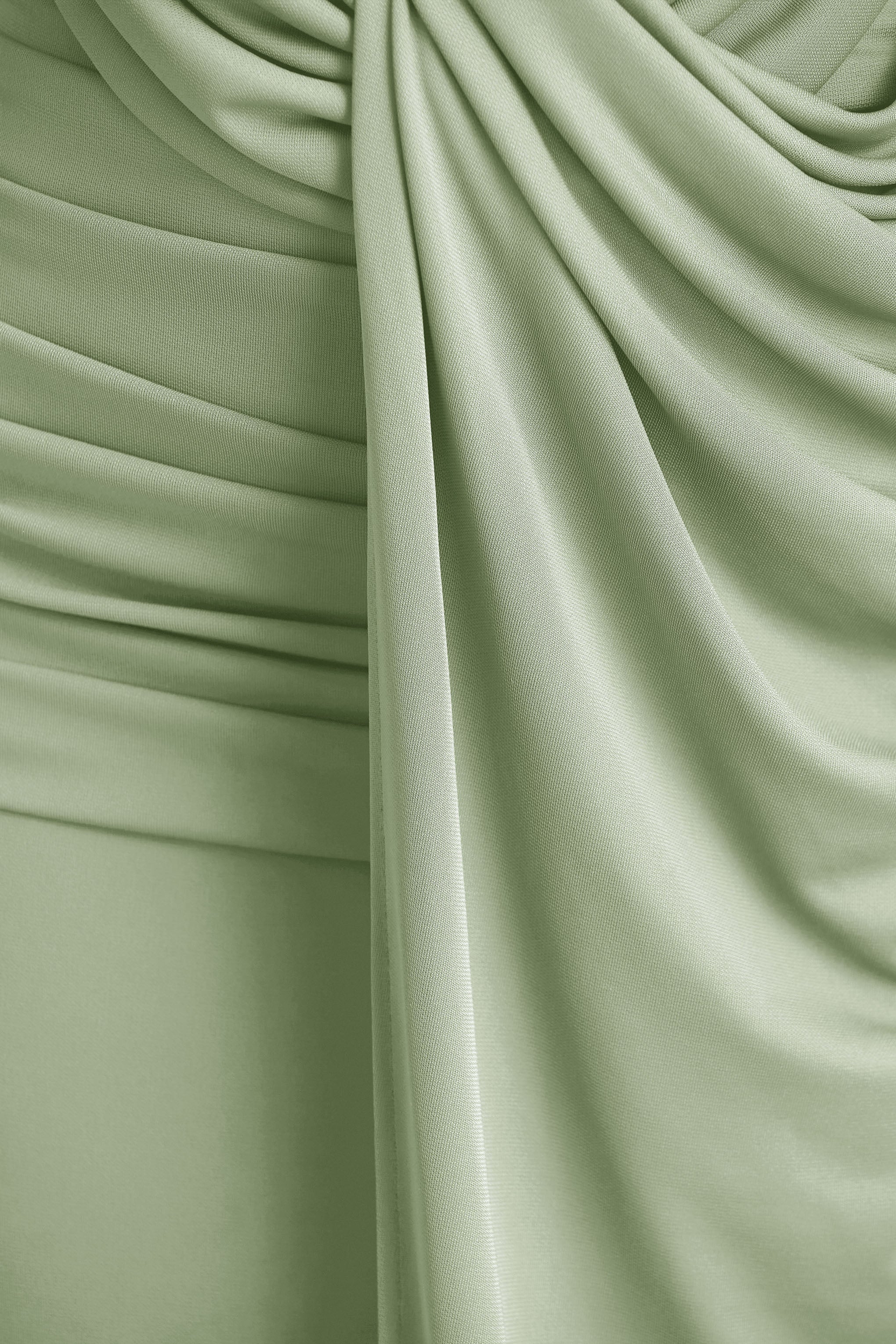 Serafina | Light Green Extreme-Plunge Neck Maxi Dress With Wrap And Ruched Details - Image 6