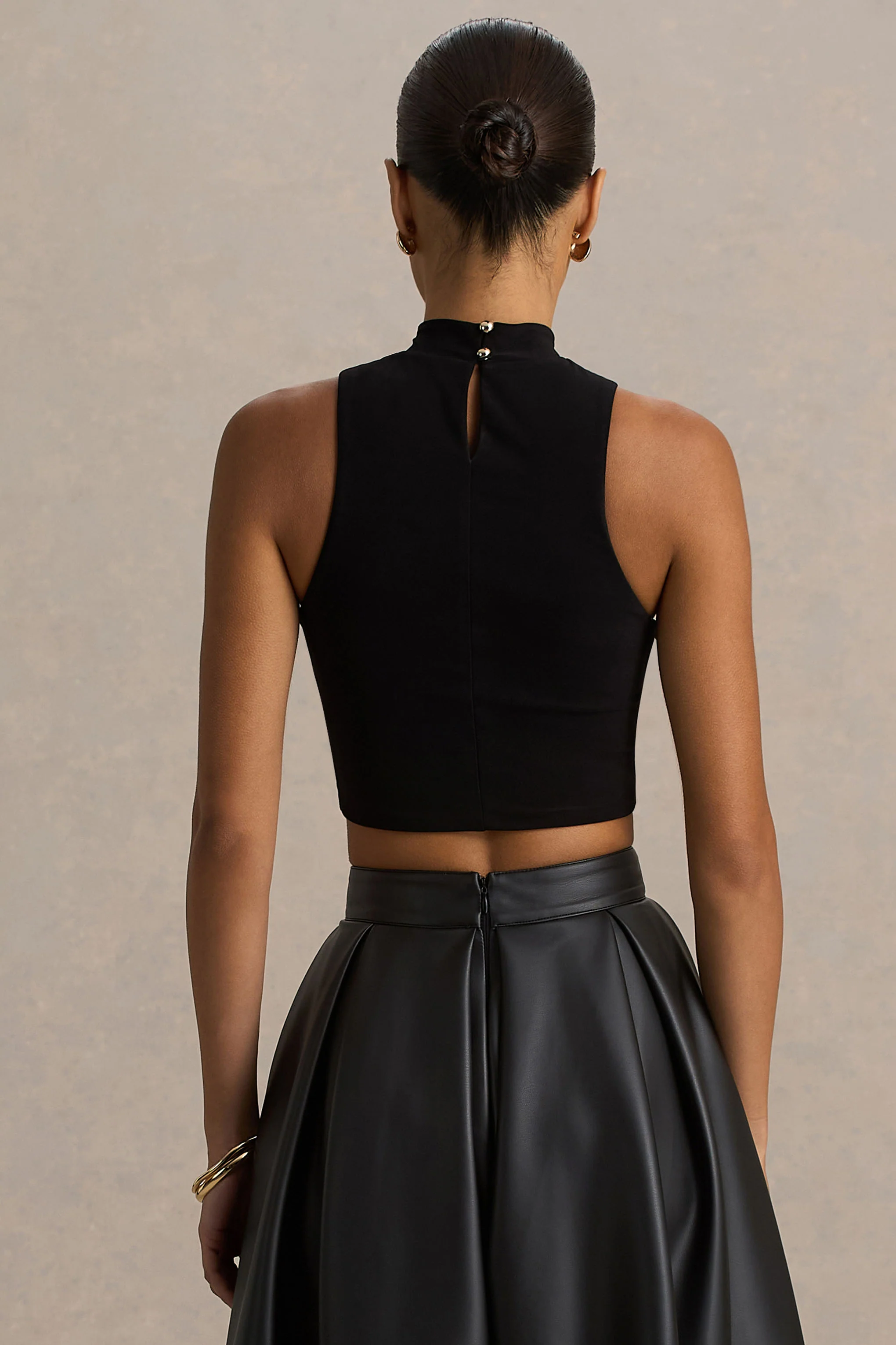 Sian | Black High-Neck Crop Top - Image 2