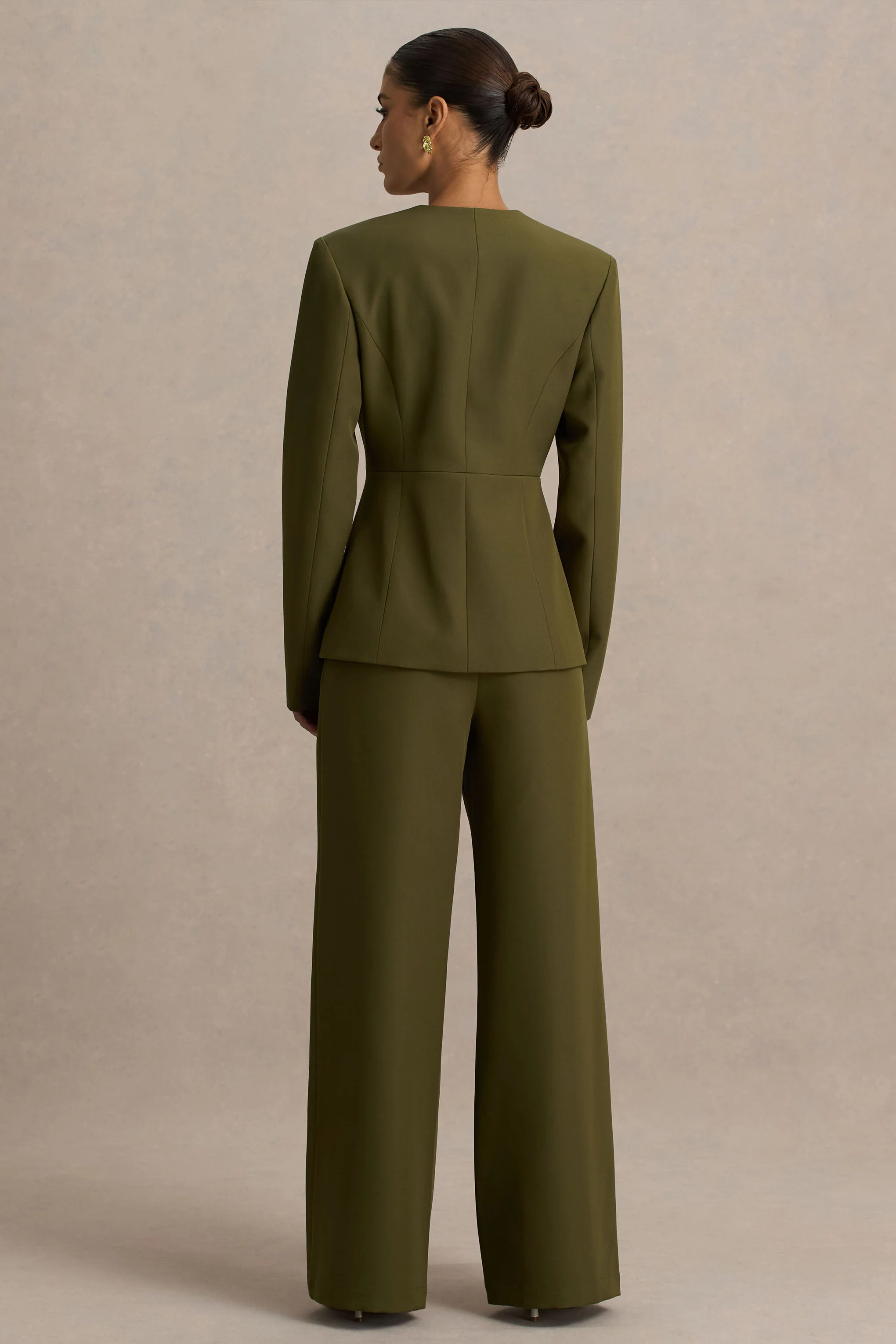 Silvia | Olive Straight-Leg Trousers - Image 2