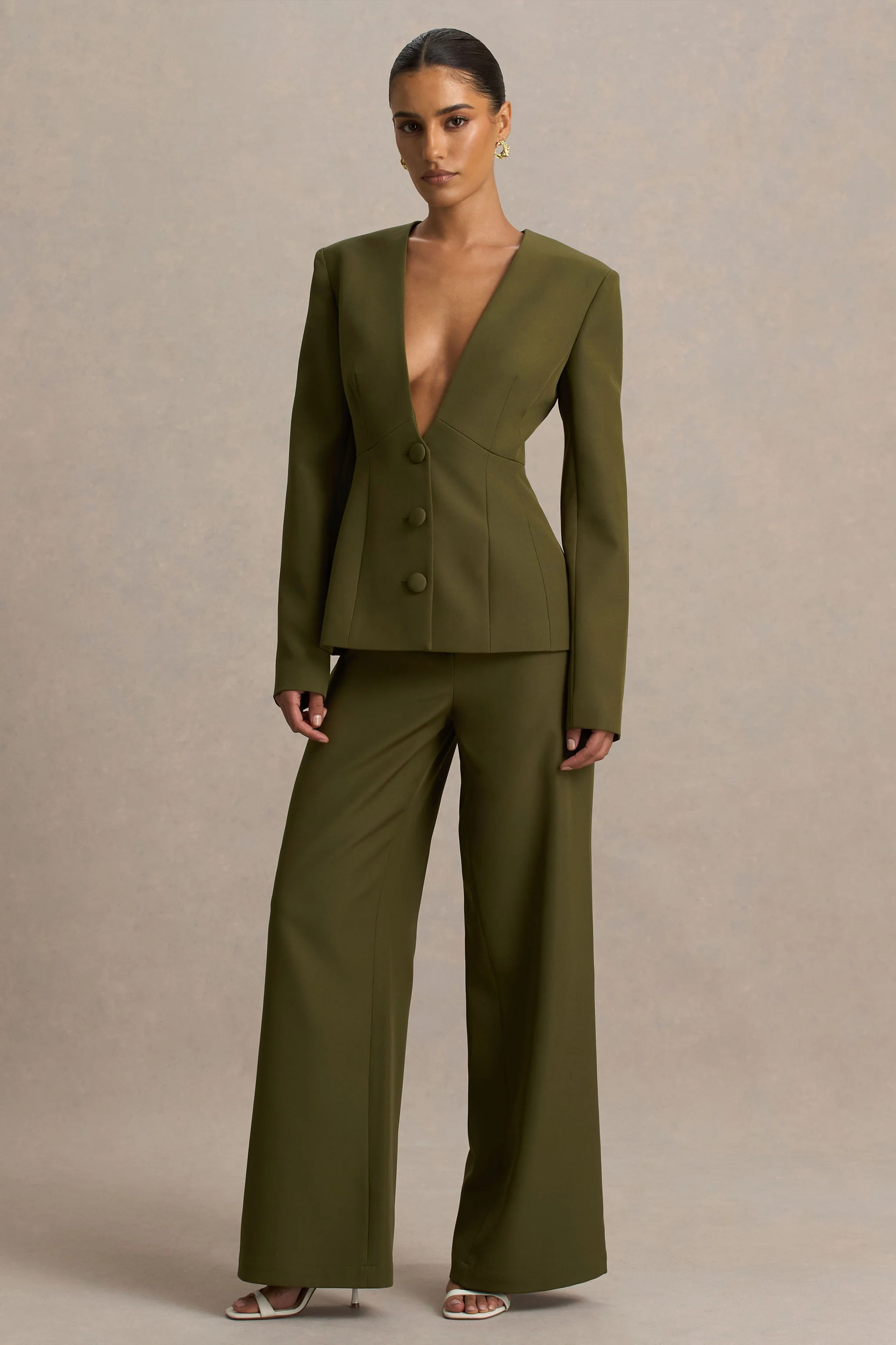Silvia | Olive Straight-Leg Trousers - Image 5