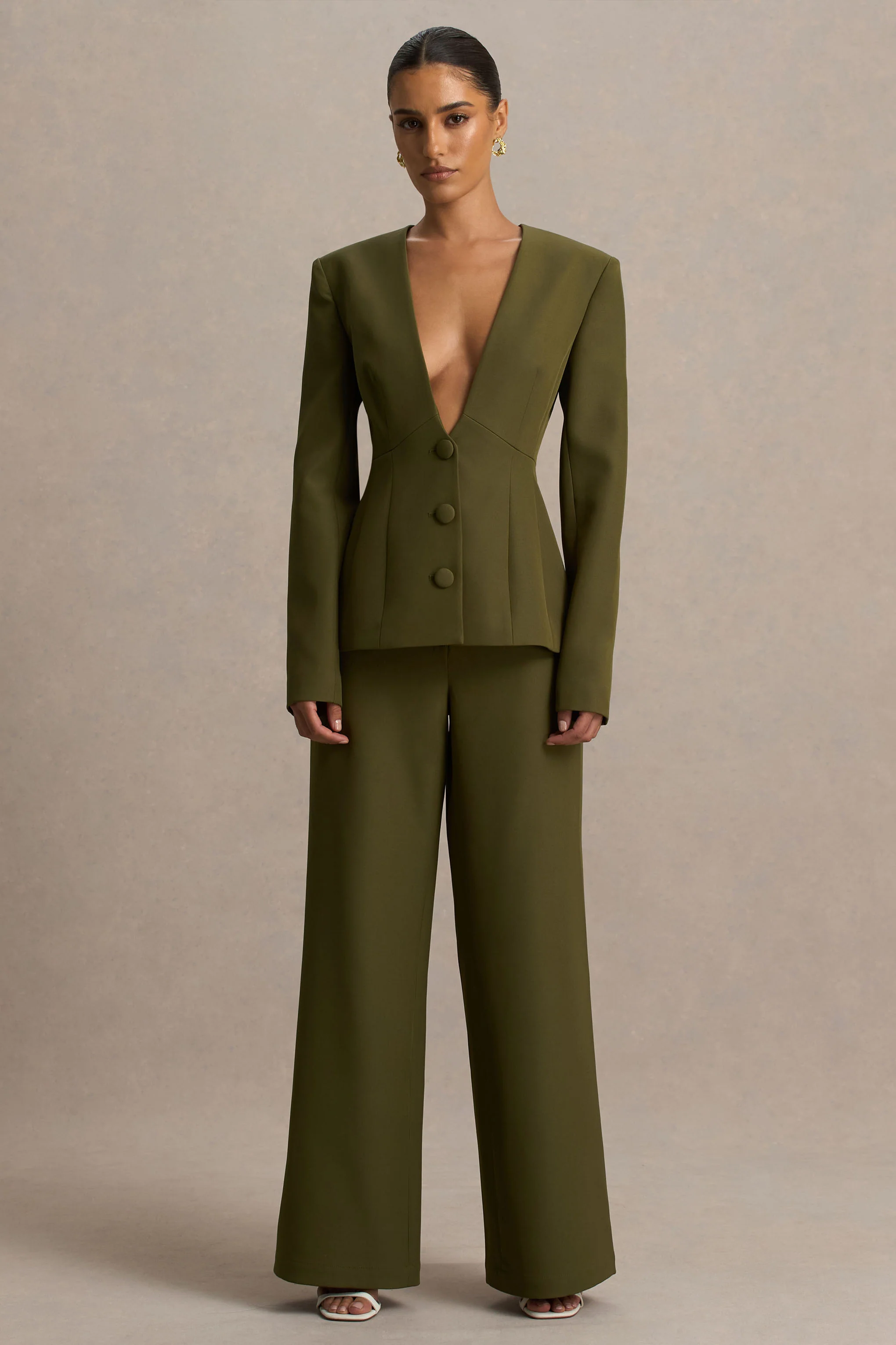 Silvia | Olive Straight-Leg Trousers - Image 6