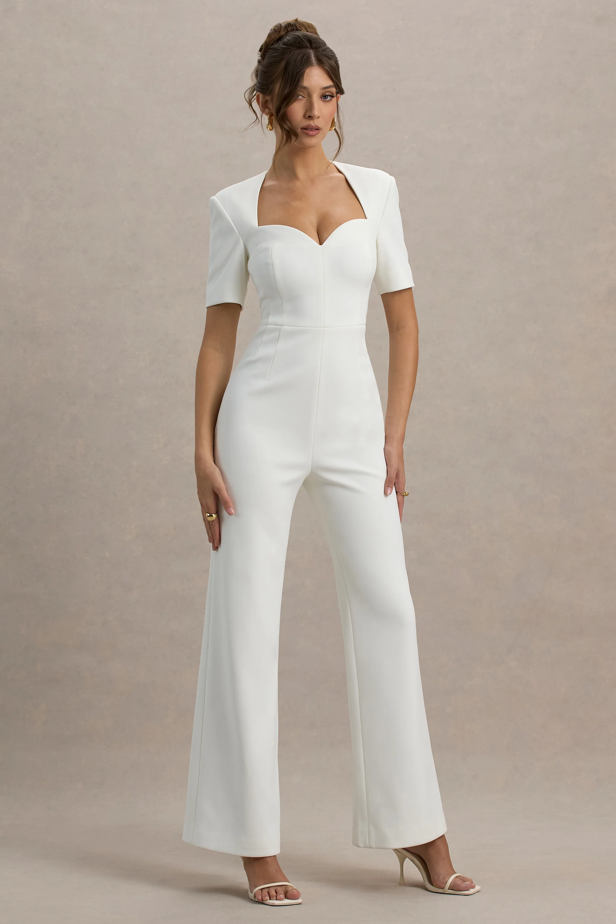 Simone | White Sweetheart Short-Sleeve Wide-Leg Jumpsuit - Image 6