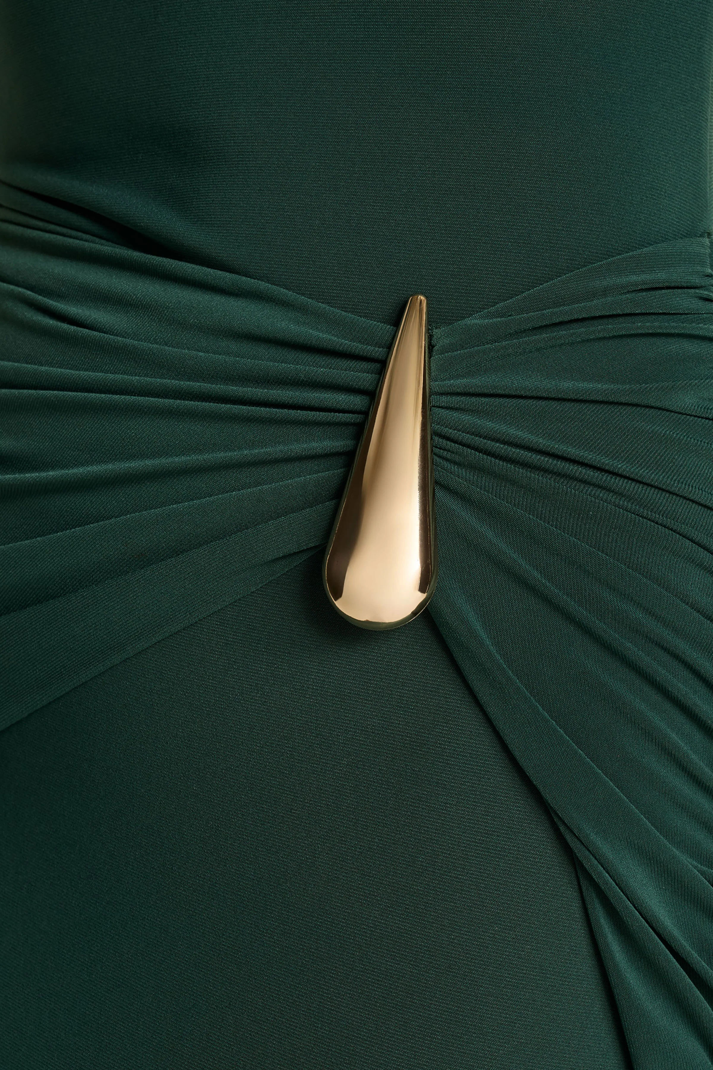 Solarium | Dark Green Long-Sleeve Maxi Dress With Gold Detail - Image 6