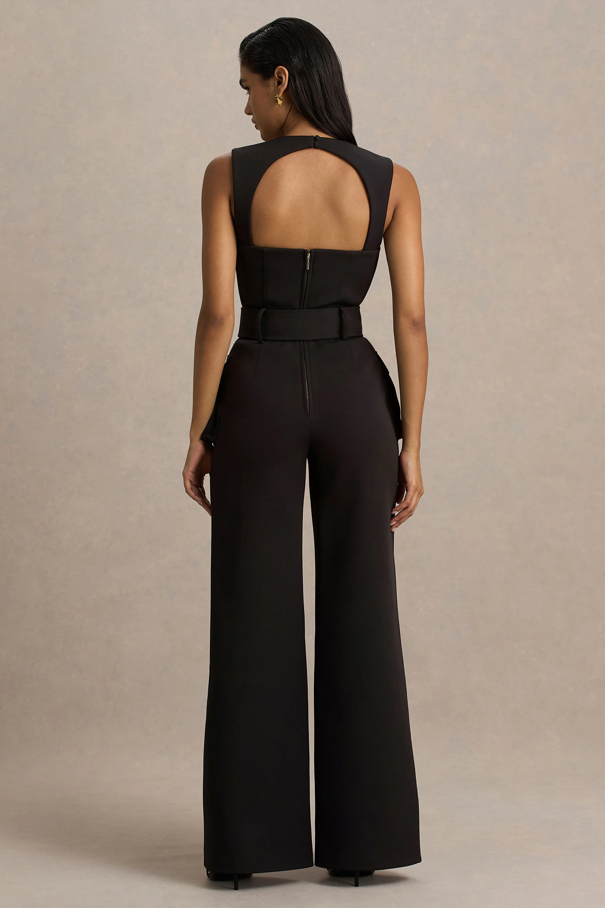 Solice | Black Square-Neck Tailored Jumpsuit - Image 2