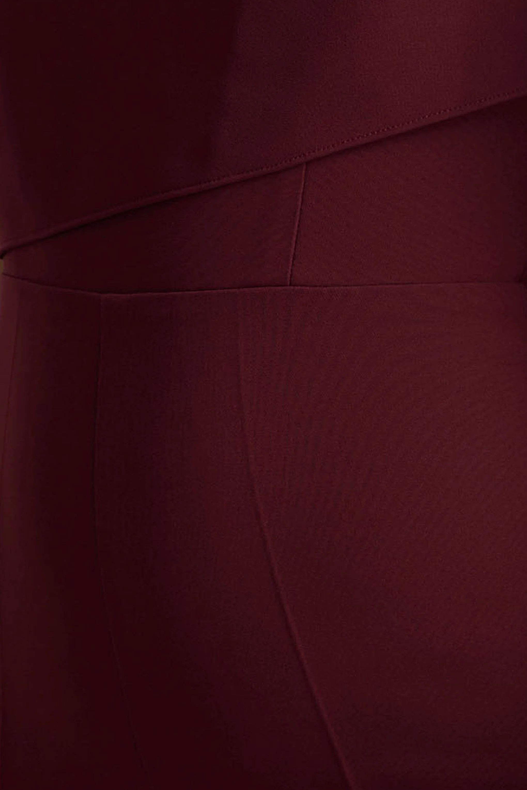 Sorenia | Burgundy High-Neck Jumpsuit With One-Cape Sleeve - Image 6