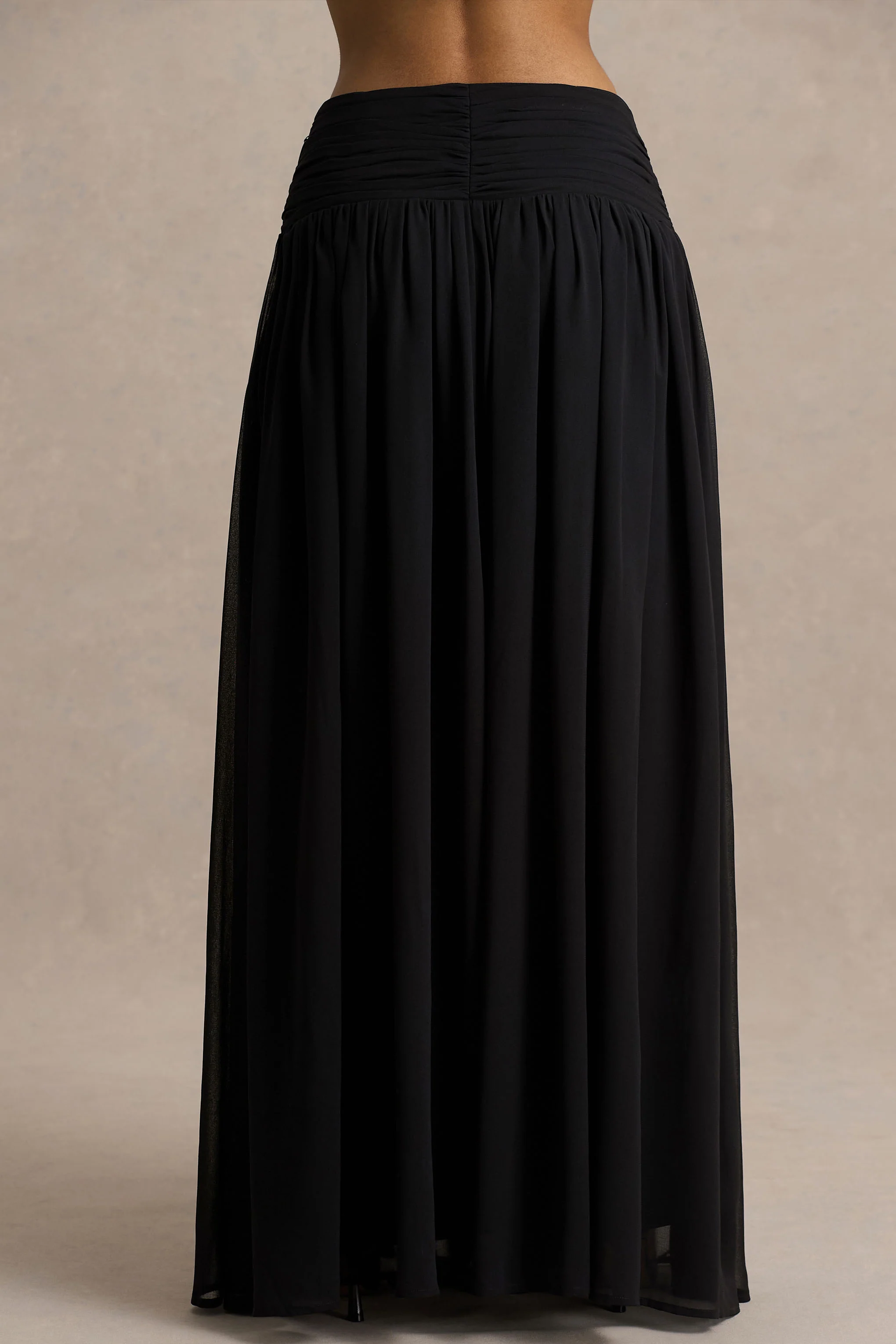 Spencer | Black Chiffon Pleated Maxi Skirt - Image 4