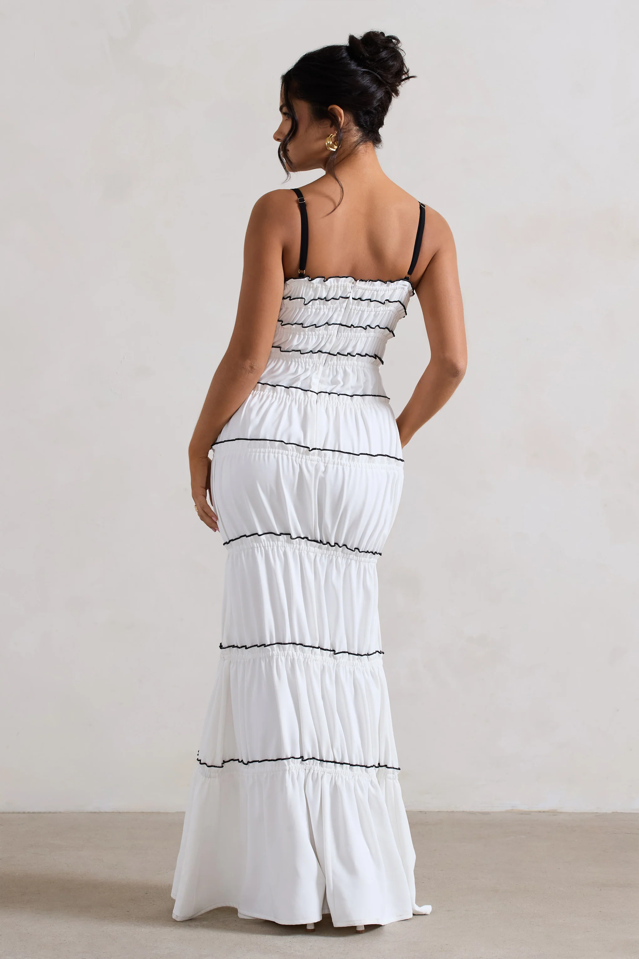 Summer Breeze | White Strappy Gathered Tiered Maxi Dress - Image 8
