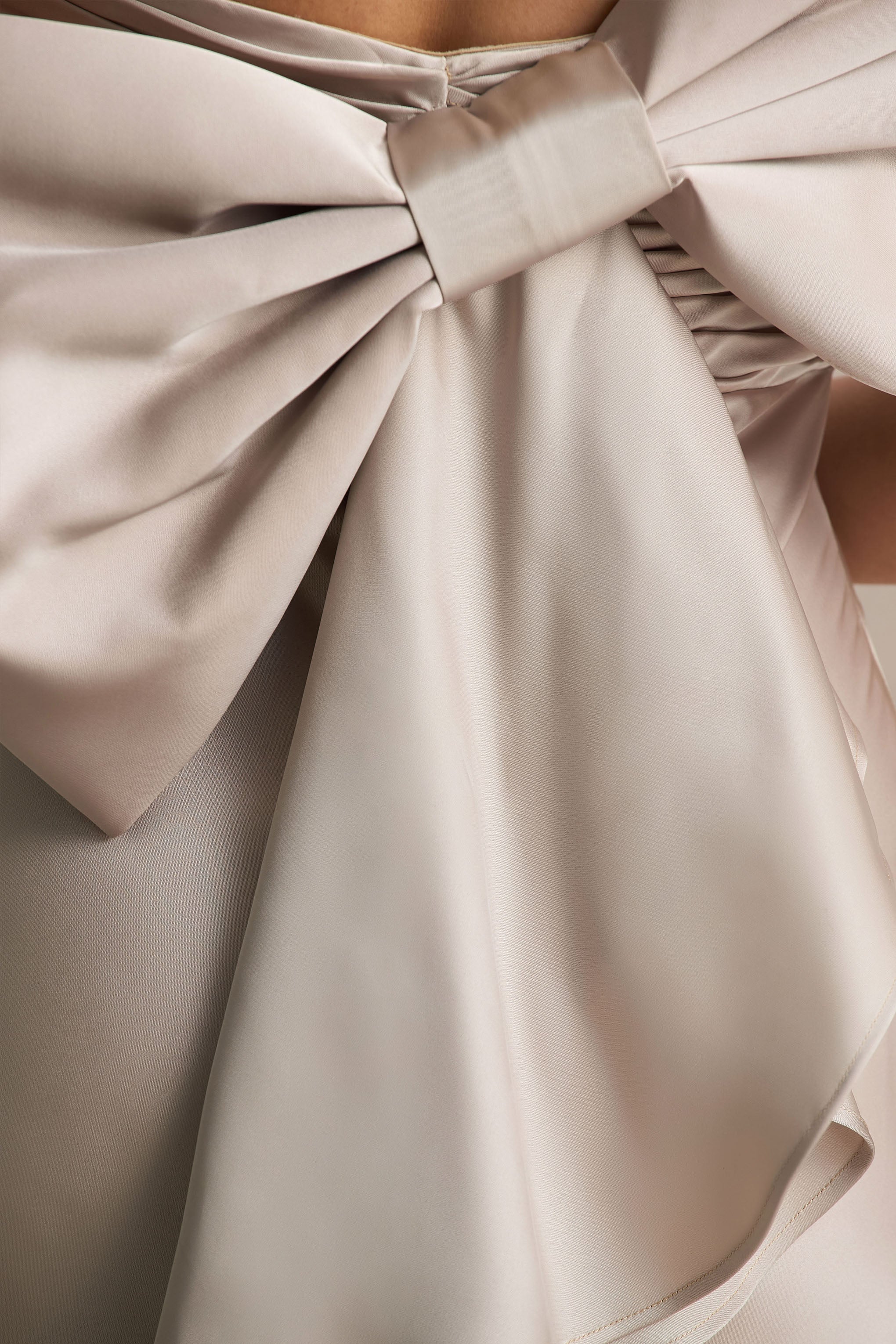 Talulla | Champagne Satin Bandeau Maxi Dress With Ruffled Detail - Image 8