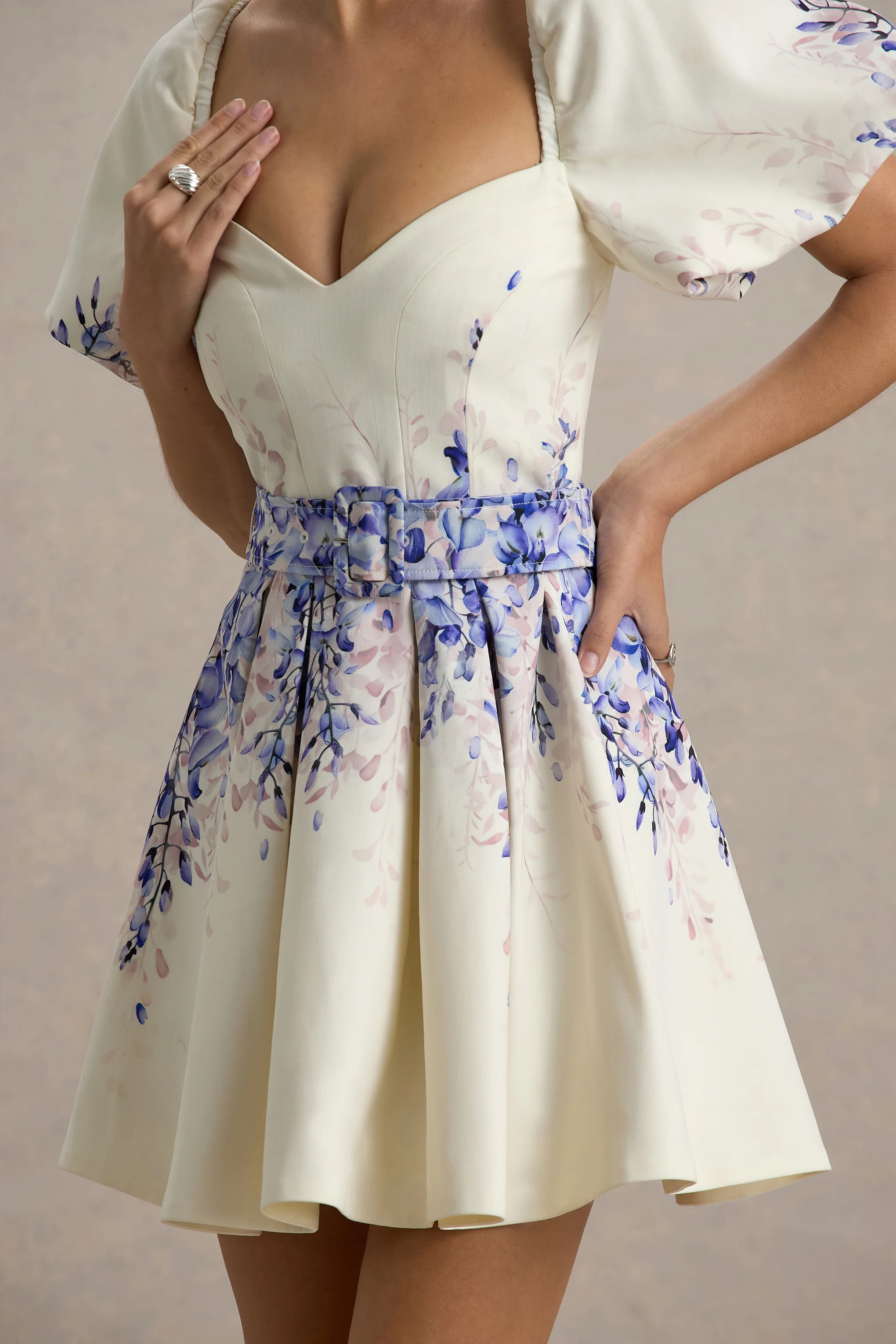 Tapia | Wisteria Print Belted Mini Dress - Image 3