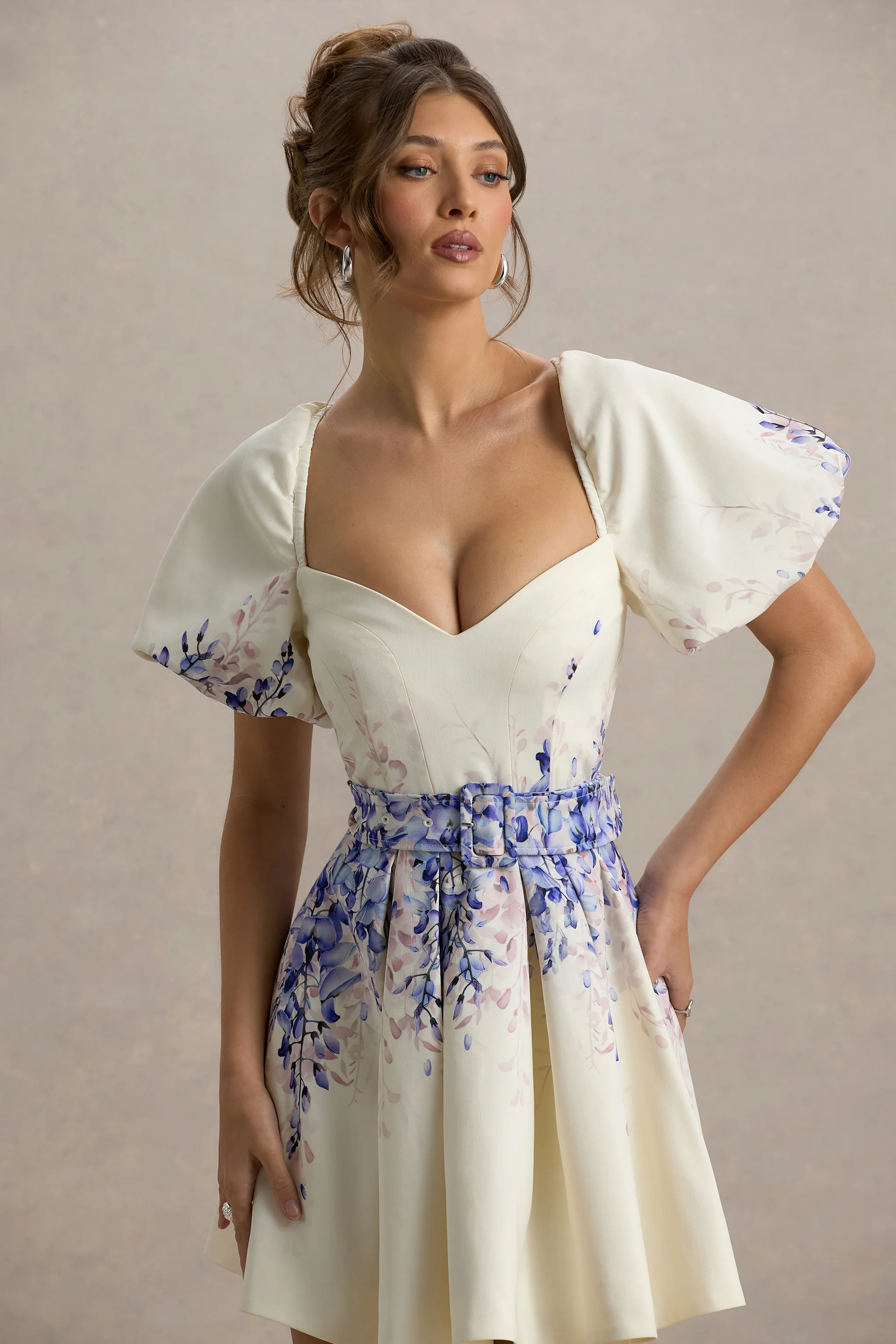 Tapia | Wisteria Print Belted Mini Dress - Image 5