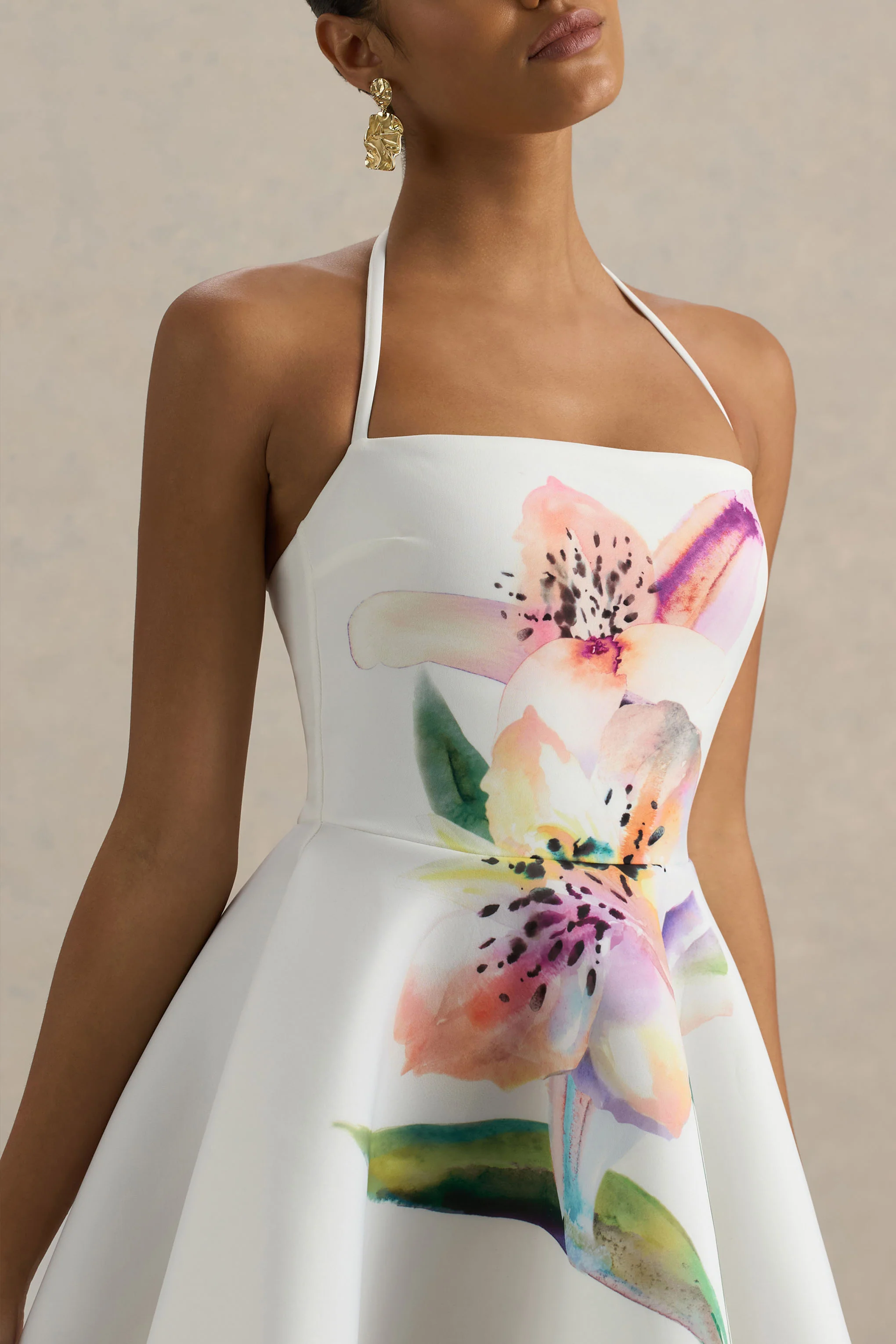 Taylor | White Lily Print Square-Neck Mini Dress - Image 4