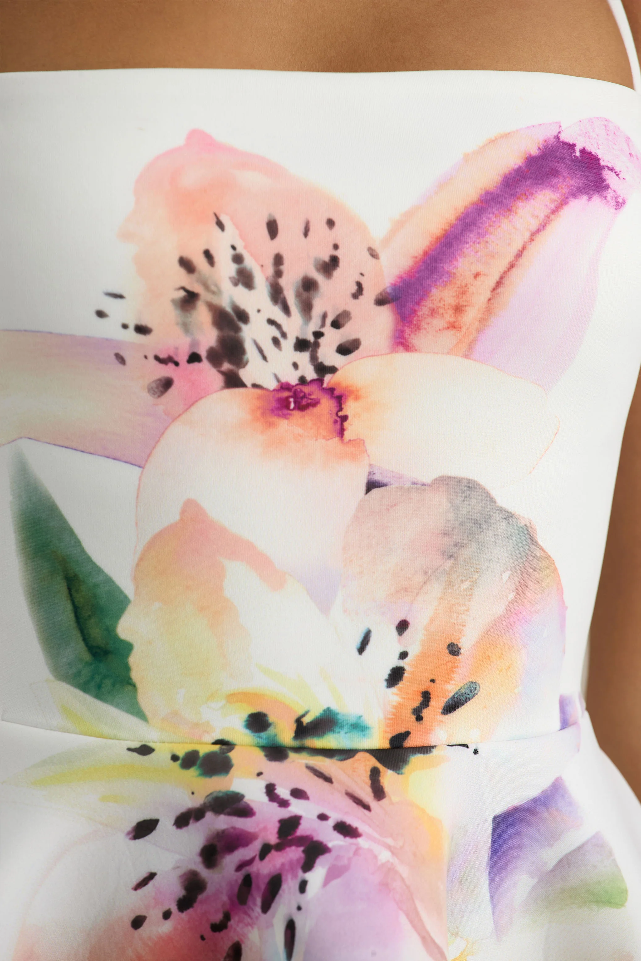 Taylor | White Lily Print Square-Neck Mini Dress - Image 6