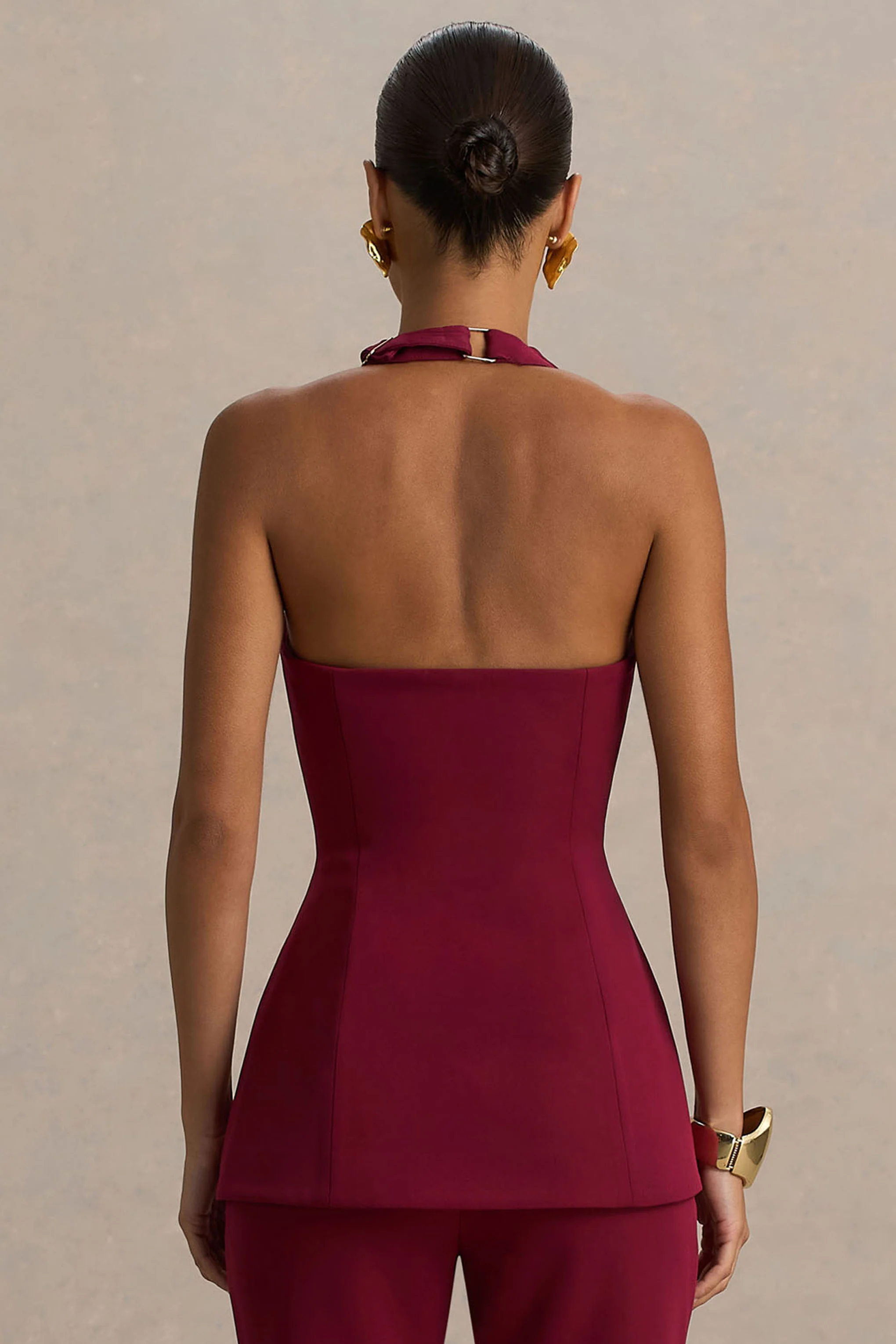 Tecla | Burgundy Button-Up Tailored Waistcoat - Image 2