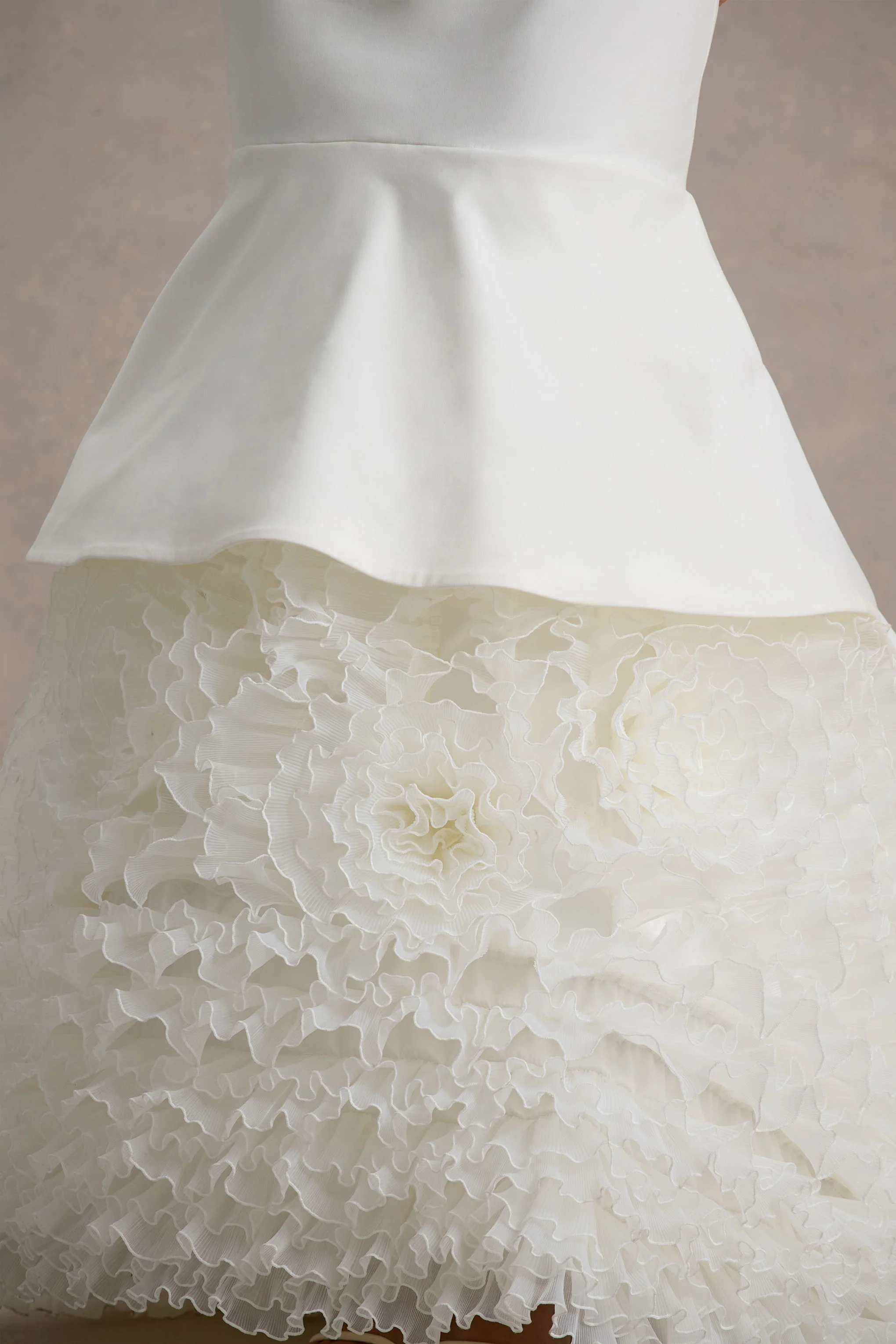 The Greatest | White & Cream Bardot Maxi Dress With Tulle Skirt - Image 7