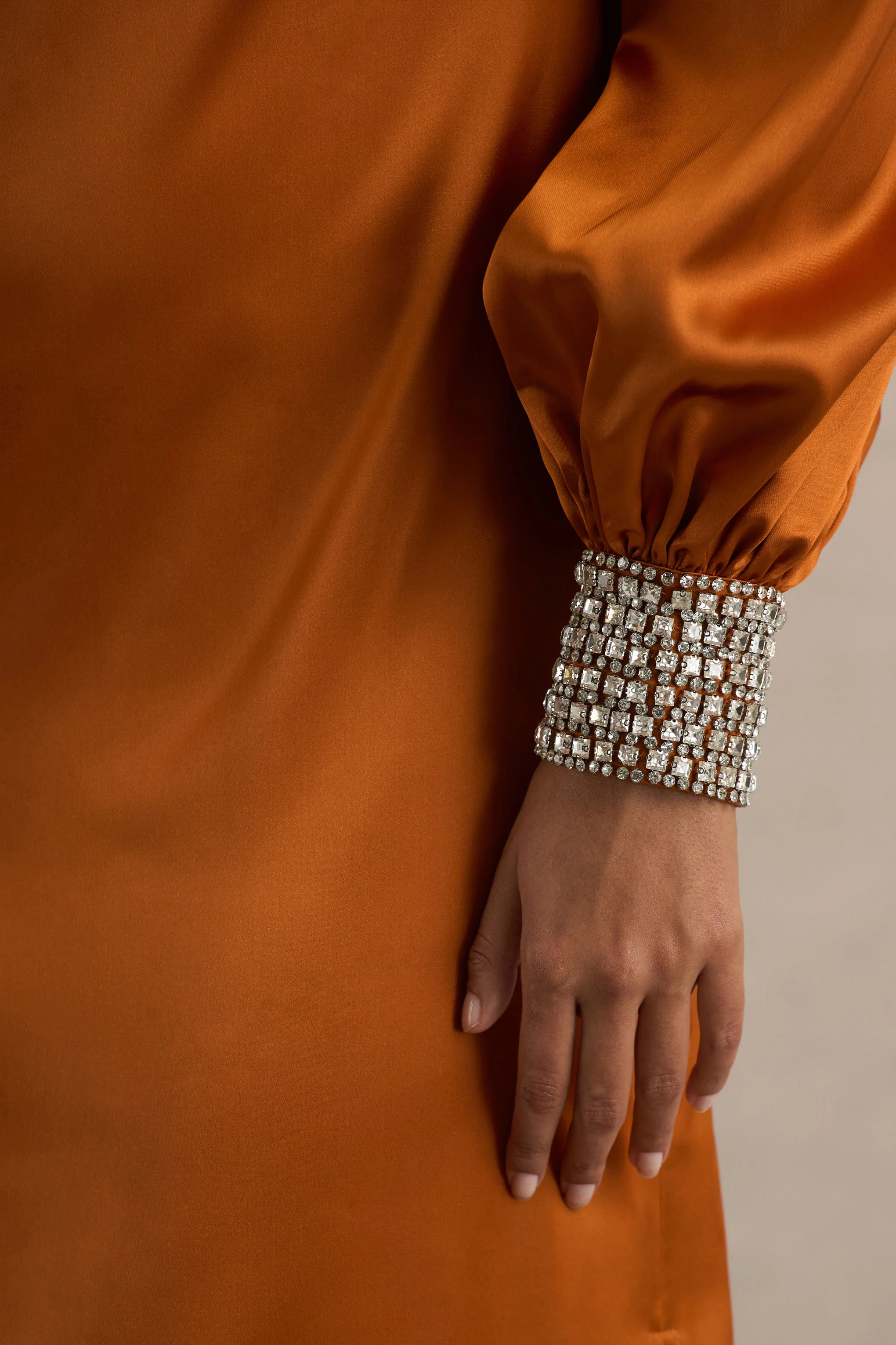 Thelma | Orange Satin Asymmetric Maxi Dress With One-Sleeve - Image 7