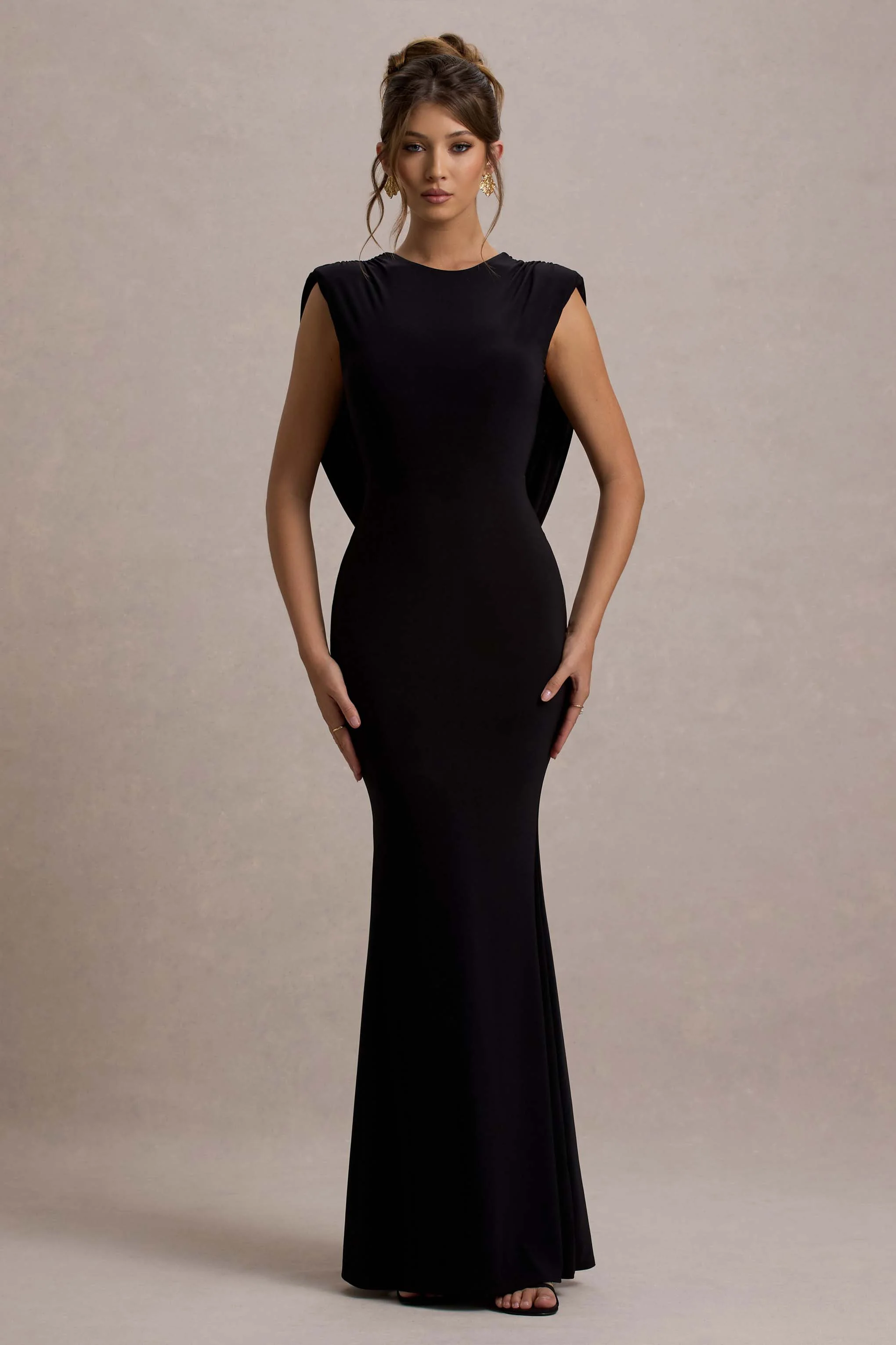 To The Moon | Black Cowl-Back Maxi Dress - Image 4