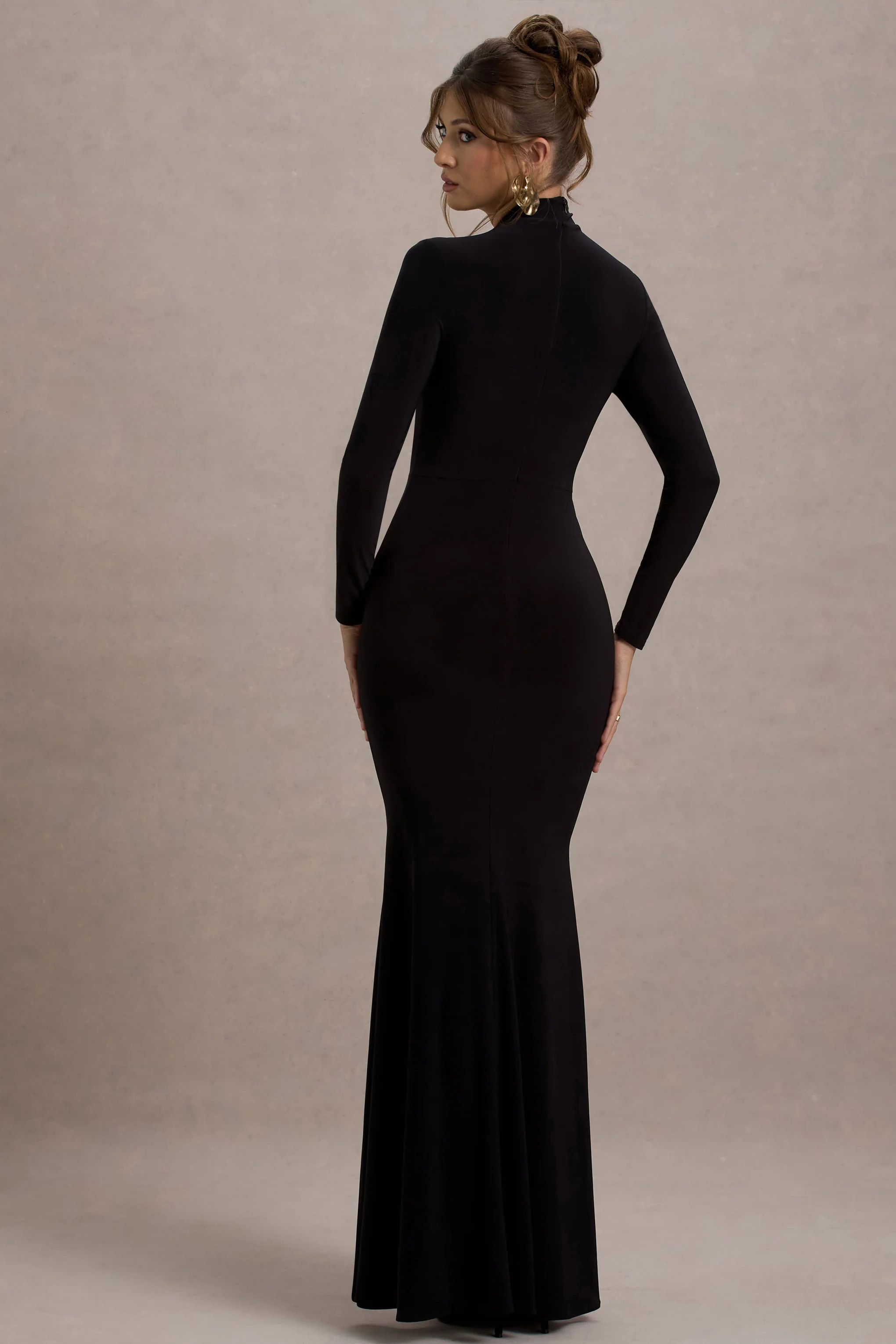 Tova | Black High-Neck Long-Sleeve Maxi Dress - Image 2