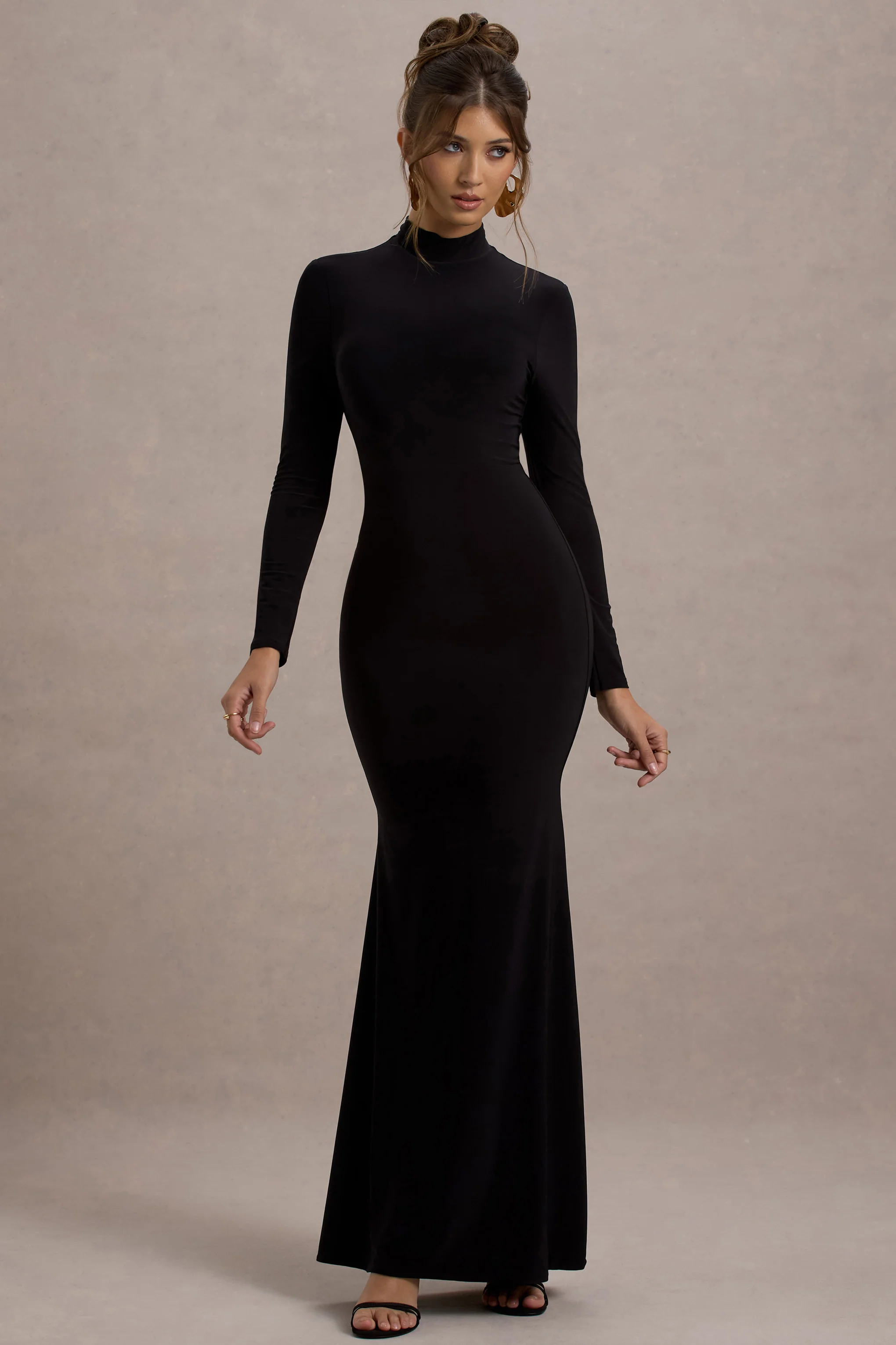 Tova | Black High-Neck Long-Sleeve Maxi Dress - Image 5