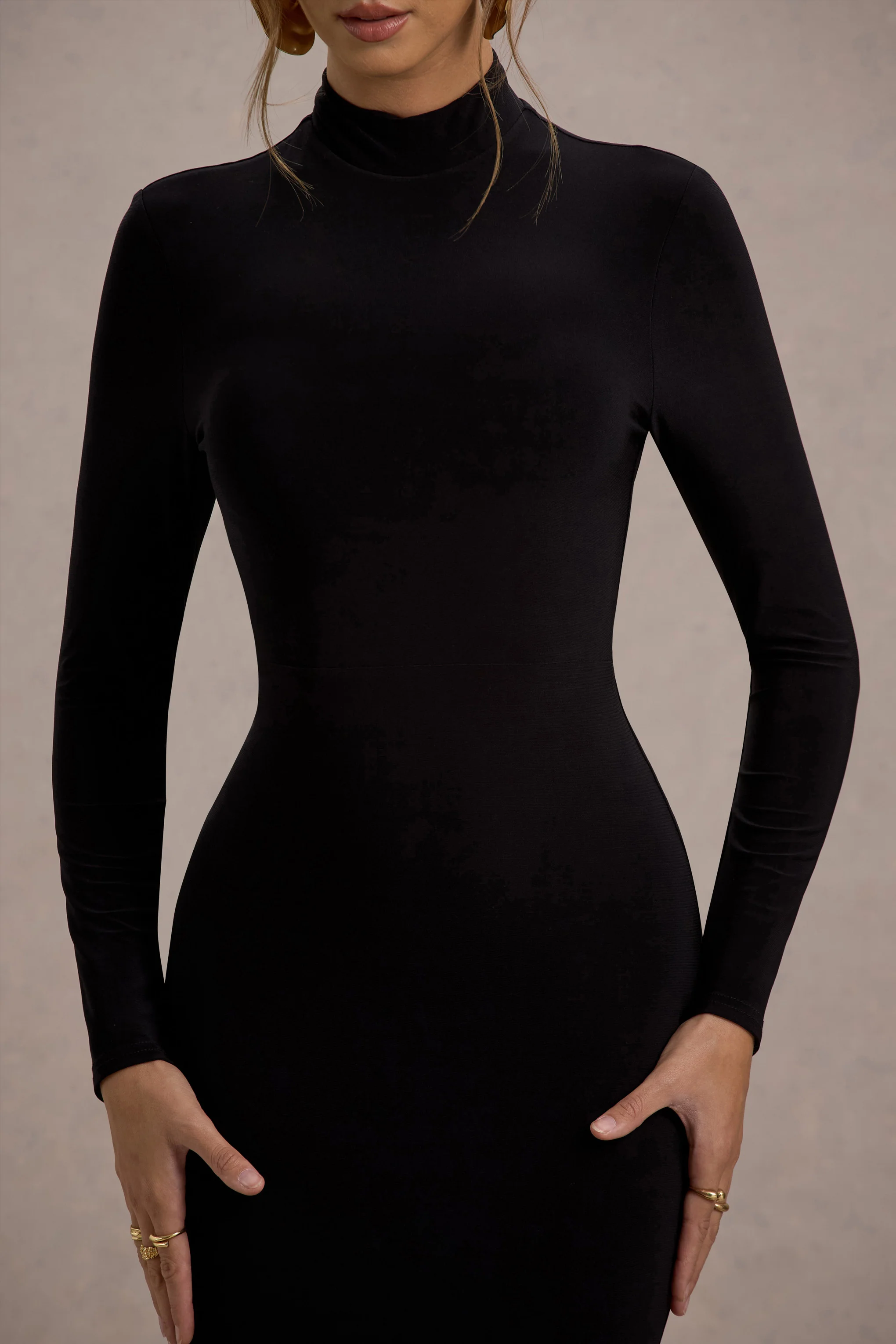 Tova | Black High-Neck Long-Sleeve Maxi Dress - Image 6