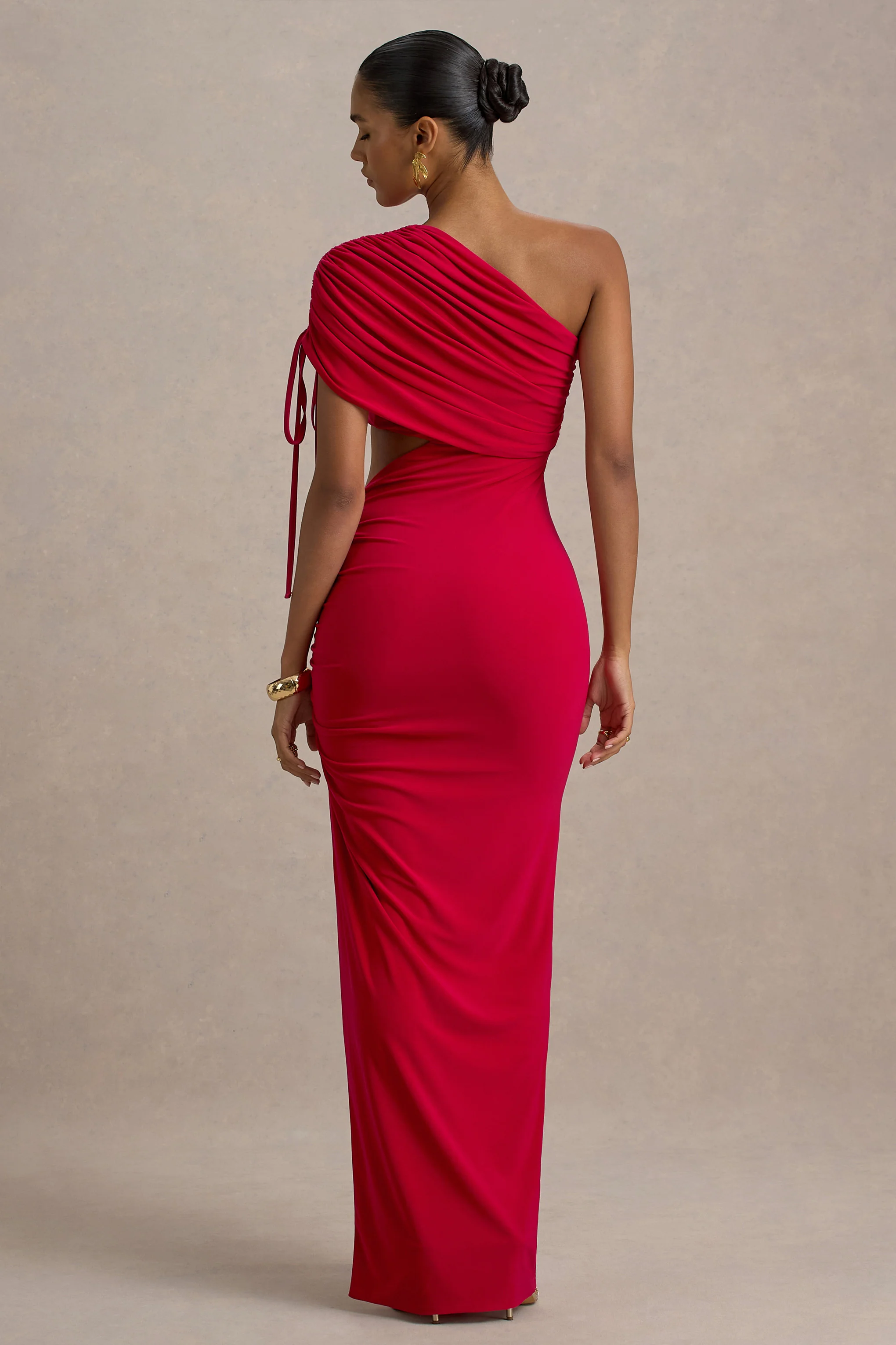 Trance | Red Asymmetric Maxi Dress With Split - Image 2
