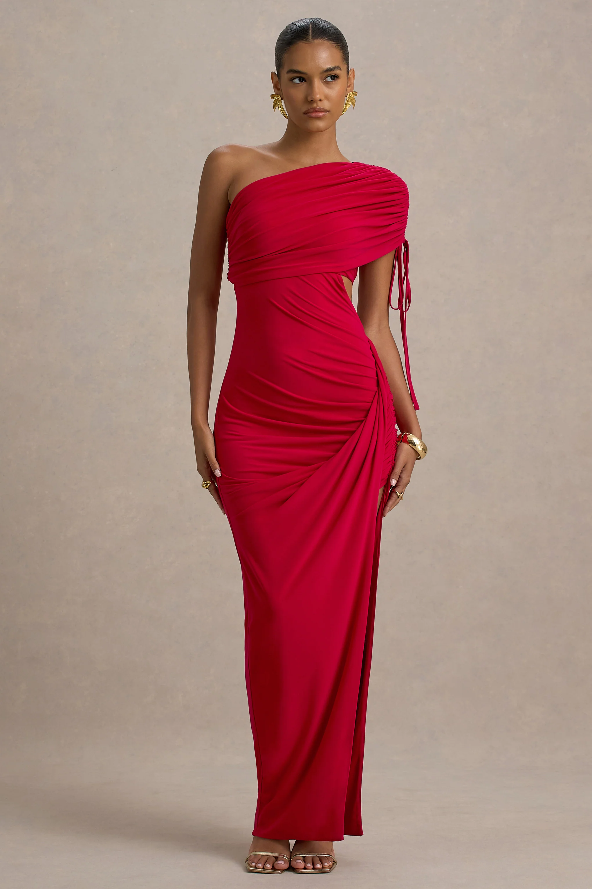 Trance | Red Asymmetric Maxi Dress With Split - Image 5
