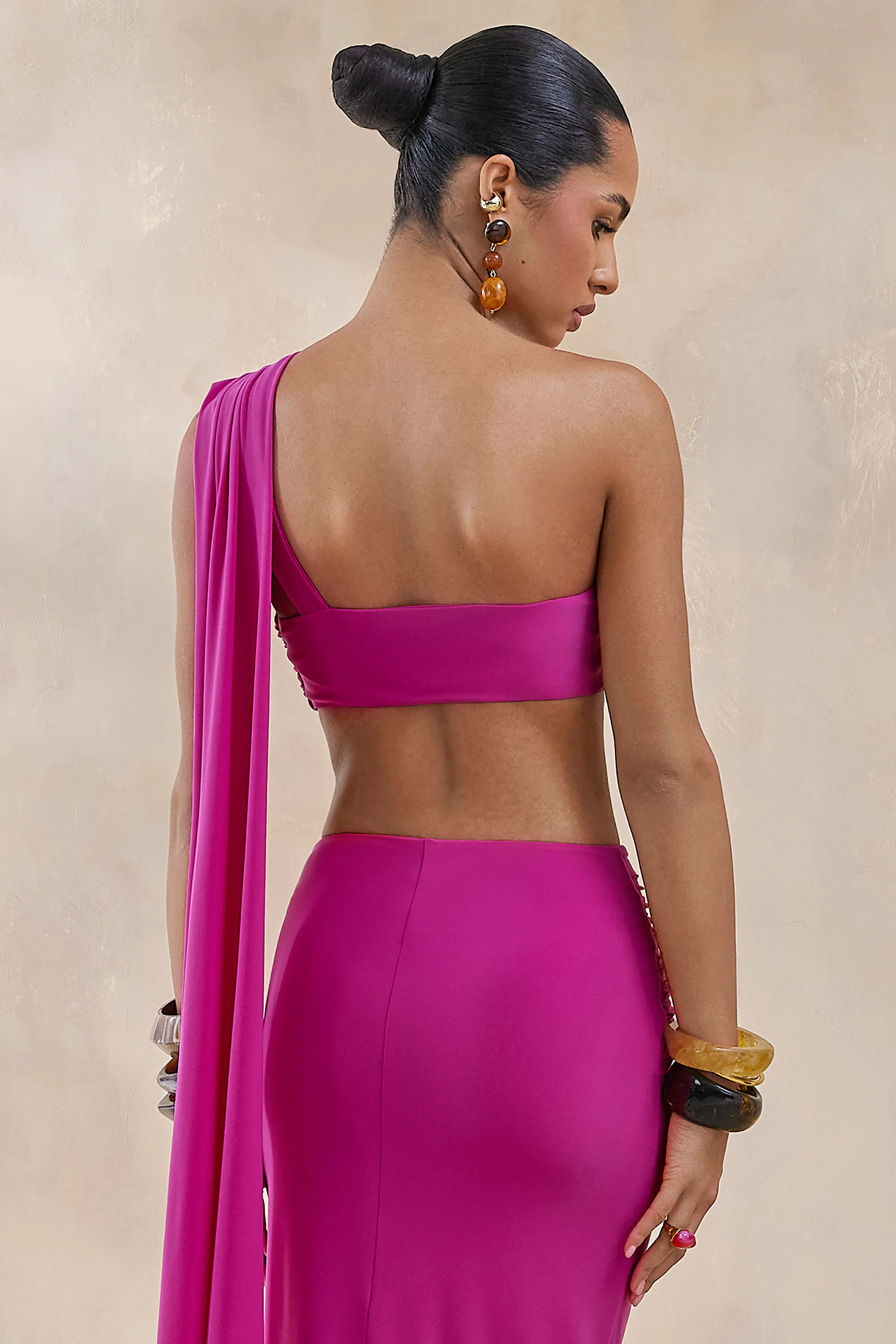Tranquil | Hot Pink Bandeau Top With Chest Cut-Out and Sash - Image 2