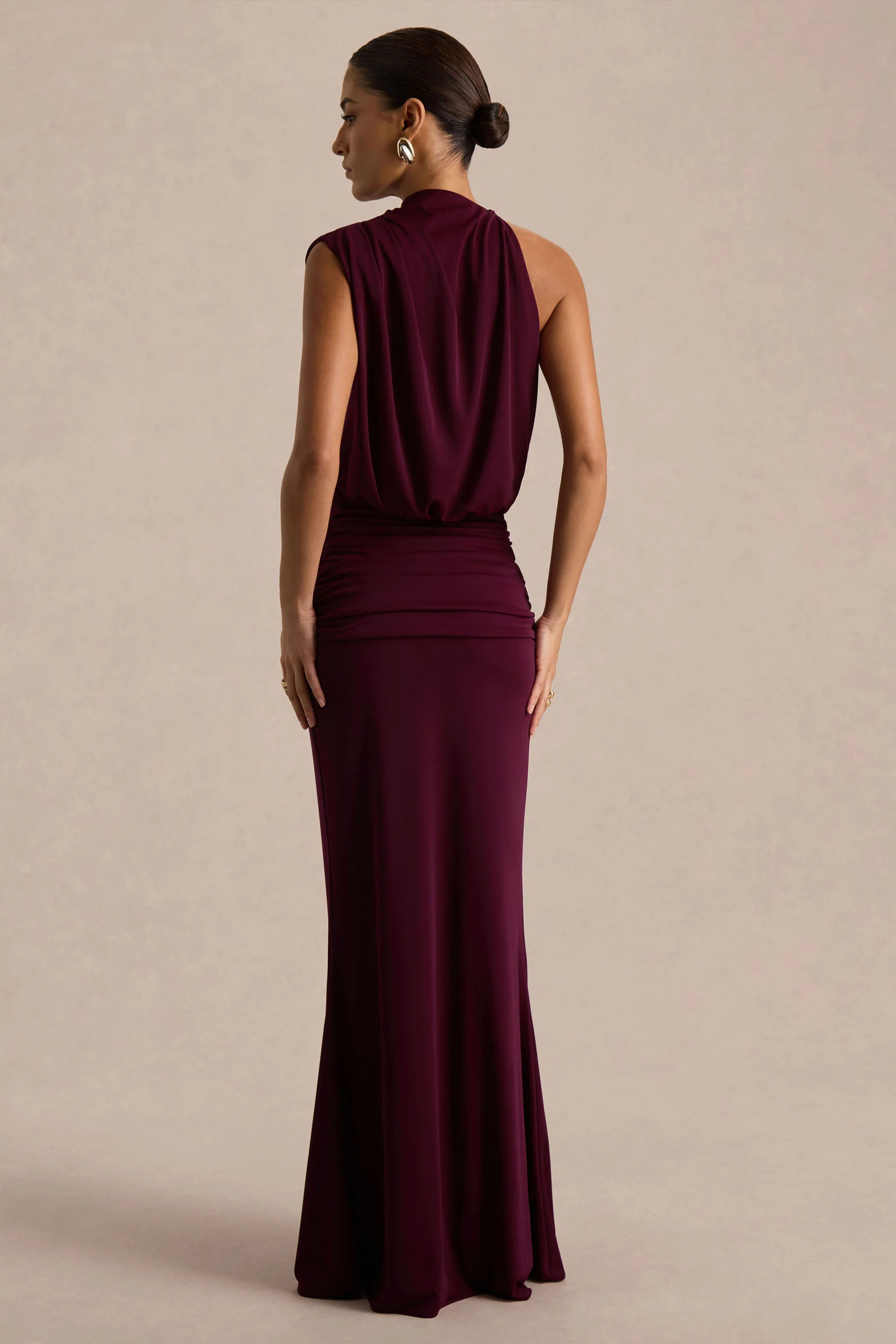 Umaira | Burgundy High-Neck Maxi Dress - Image 2