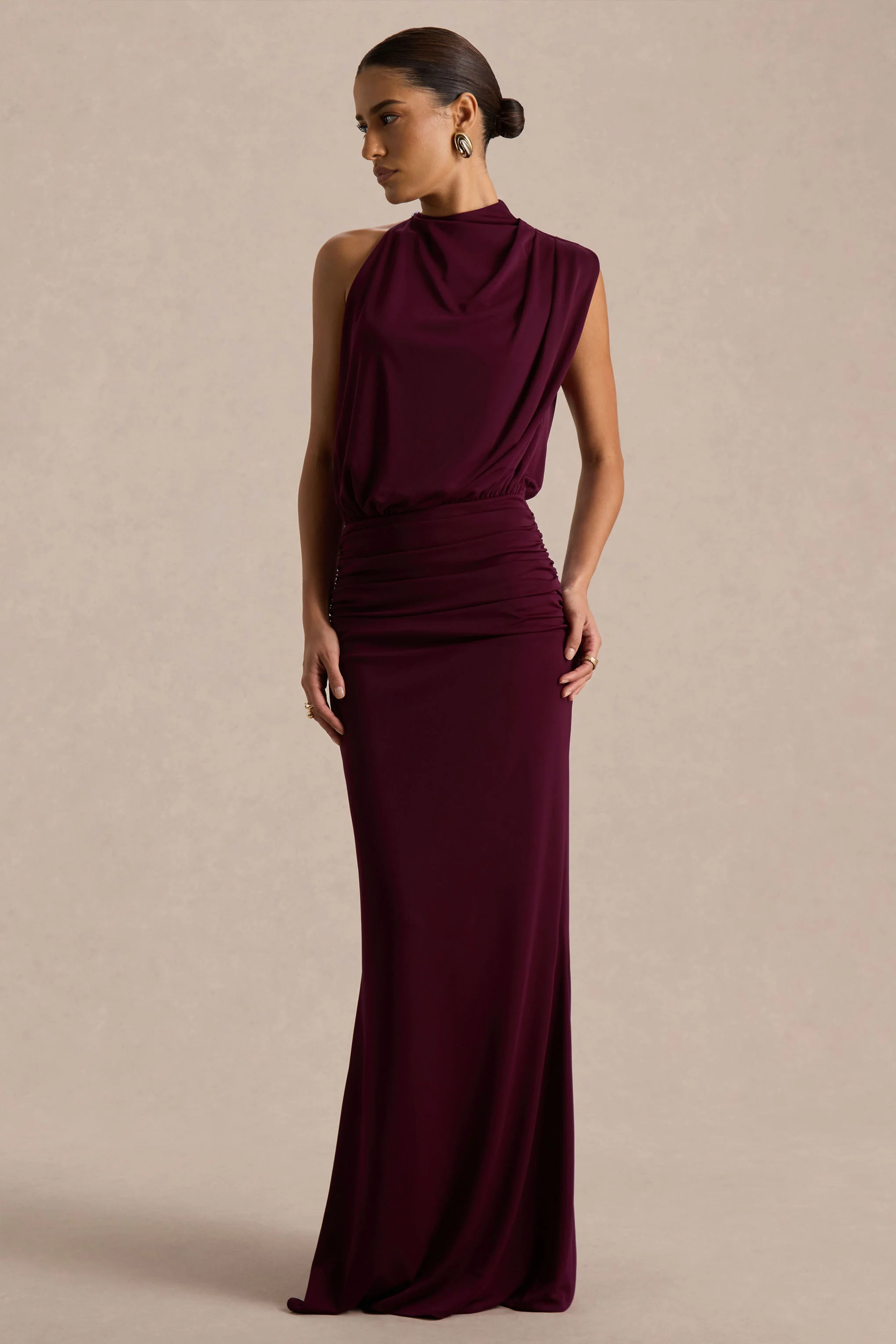 Umaira | Burgundy High-Neck Maxi Dress - Image 5