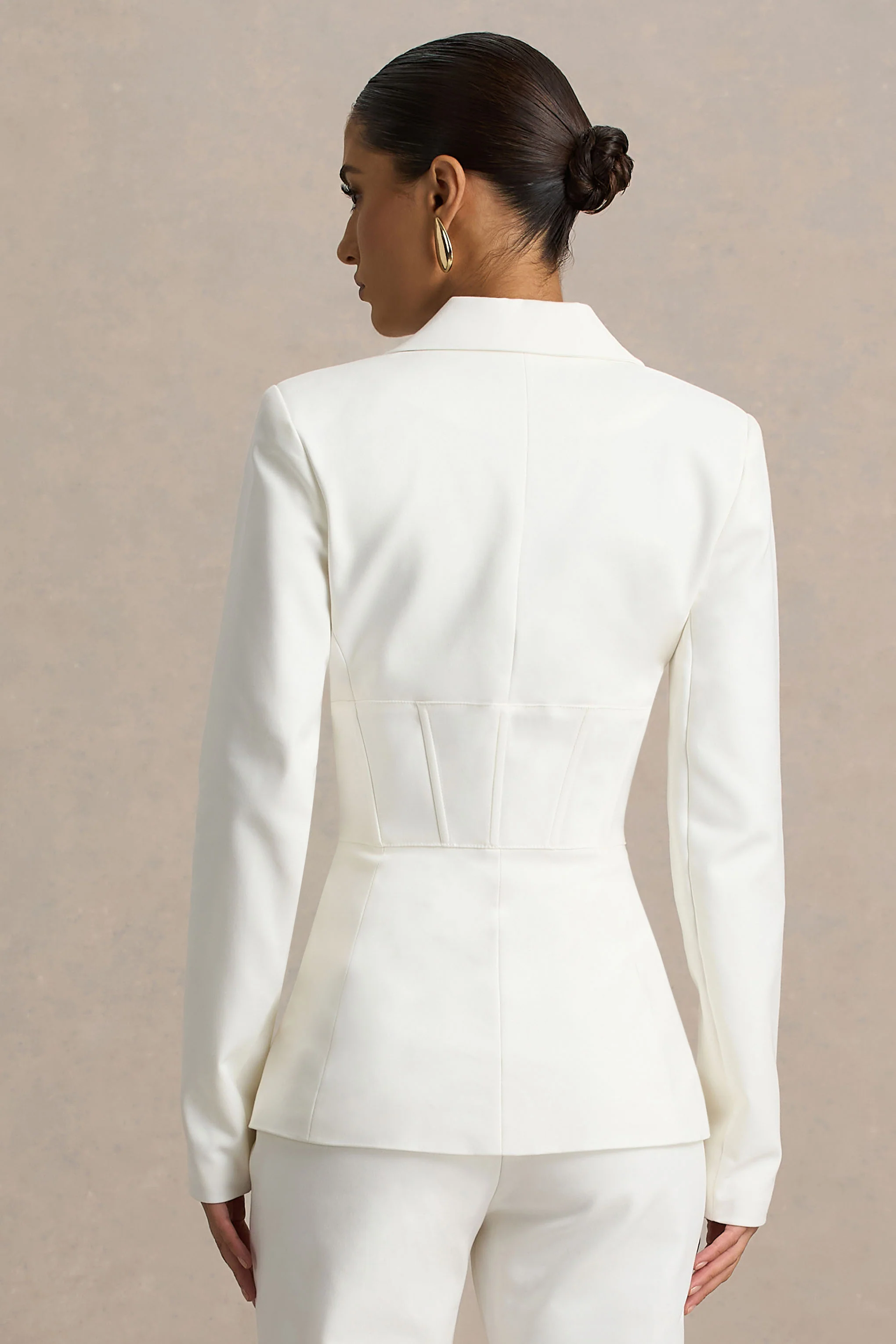 Unbeaten | White Fitted Corset Blazer Jacket - Image 2