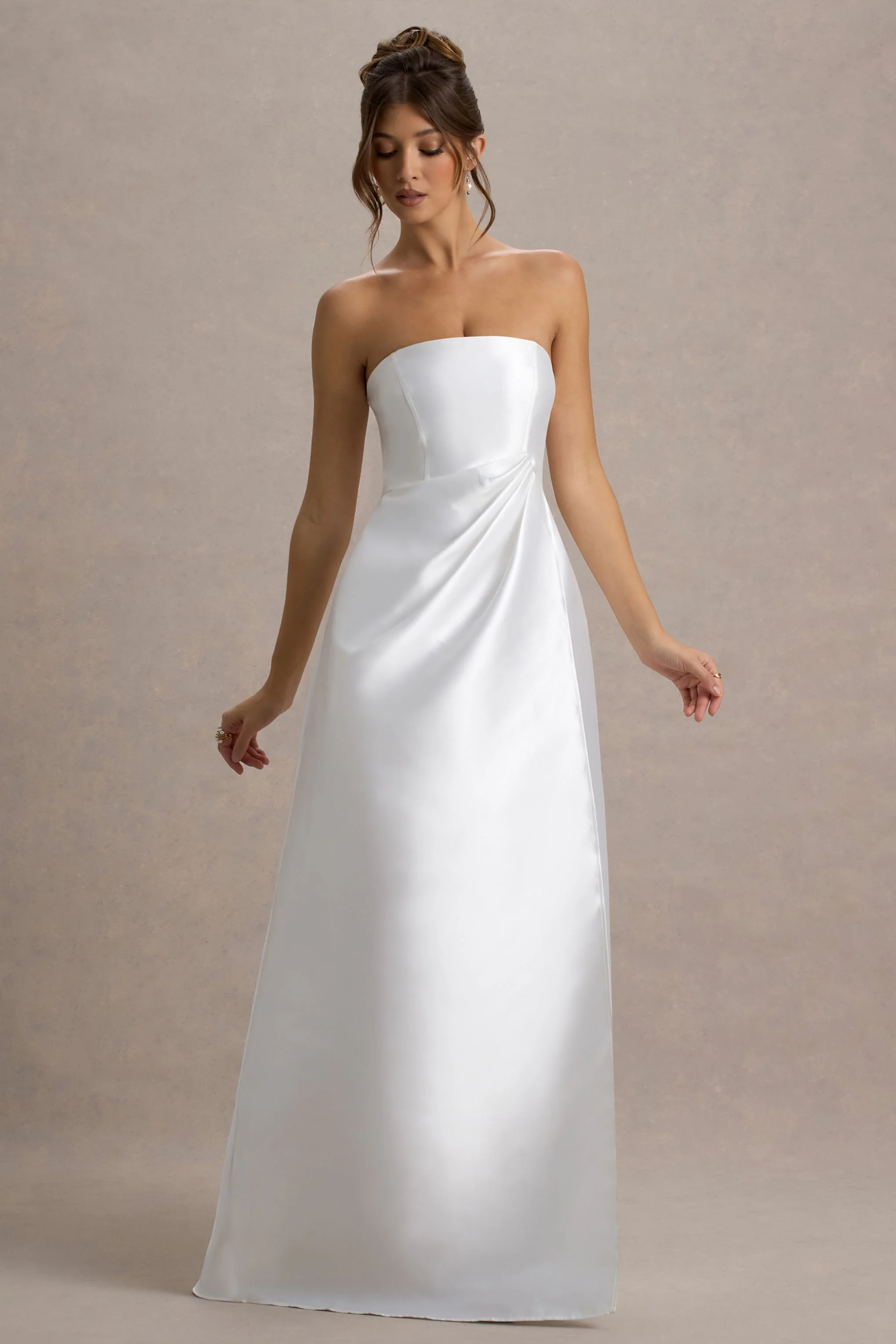 Universe | White Bandeau Split Puff-Skirt Maxi Dress - Image 5