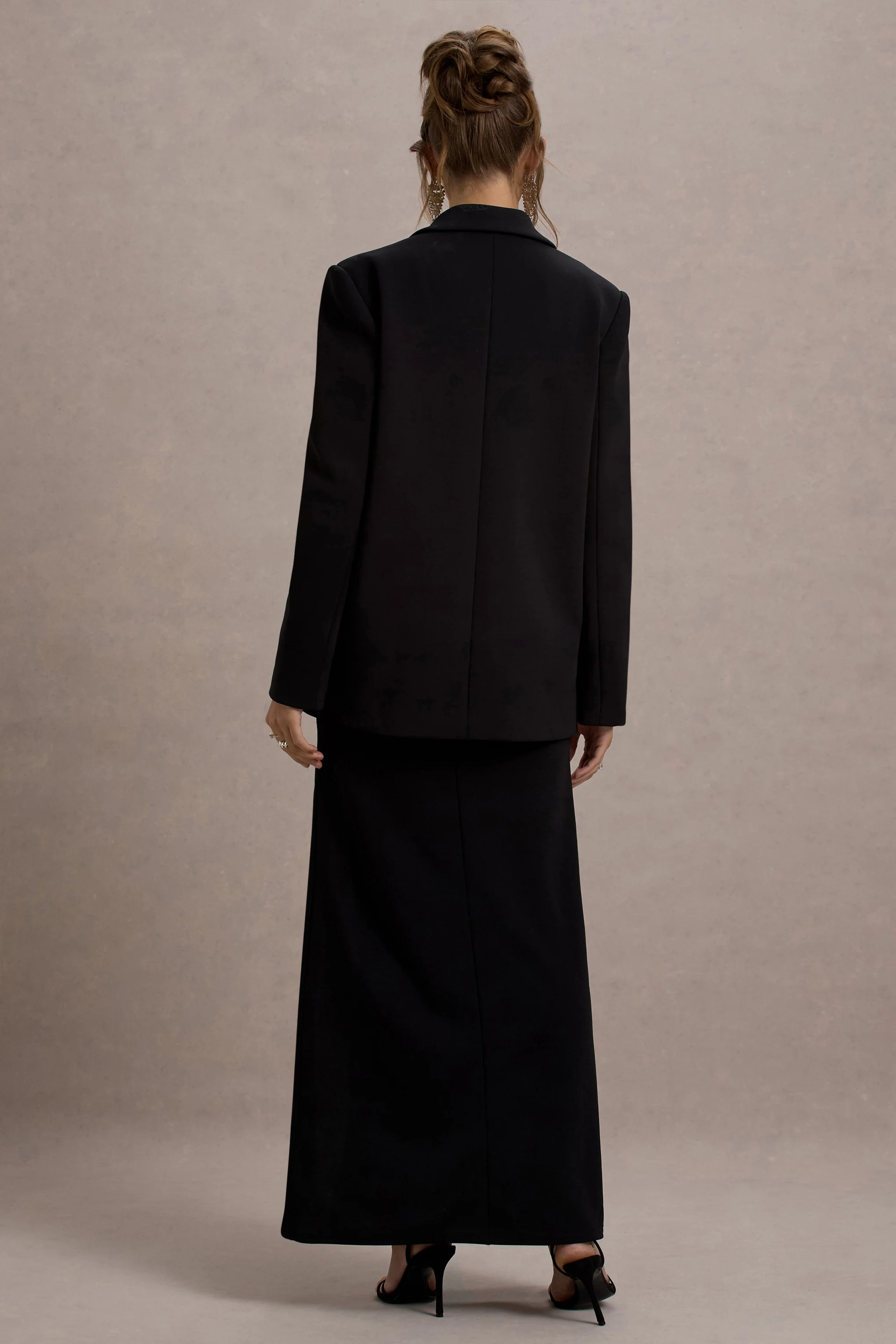 Urban | Black Plunge-Neck Boxy Oversized Blazer - Image 2
