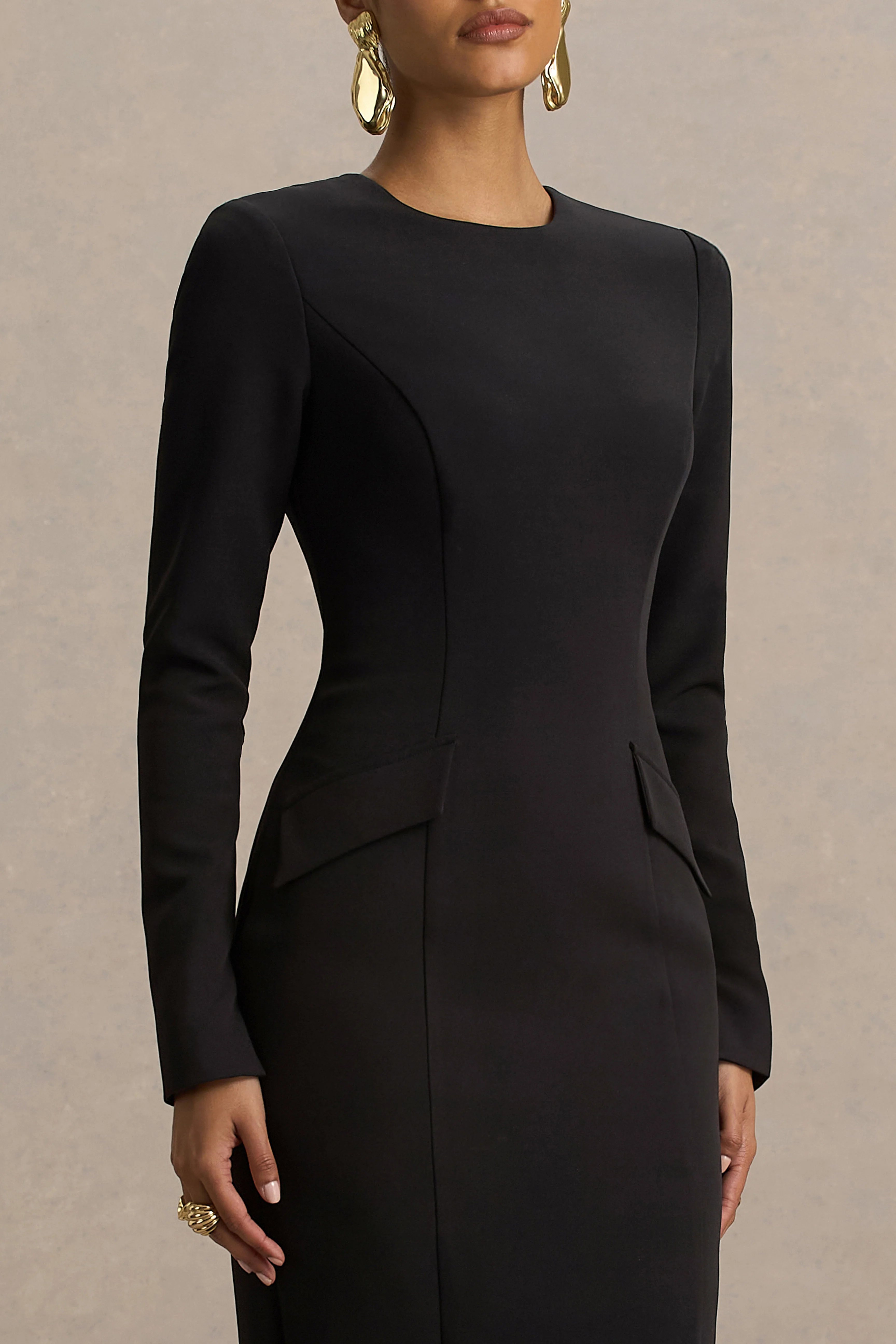 Vaila | Black Crew-Neck Maxi Dress - Image 4