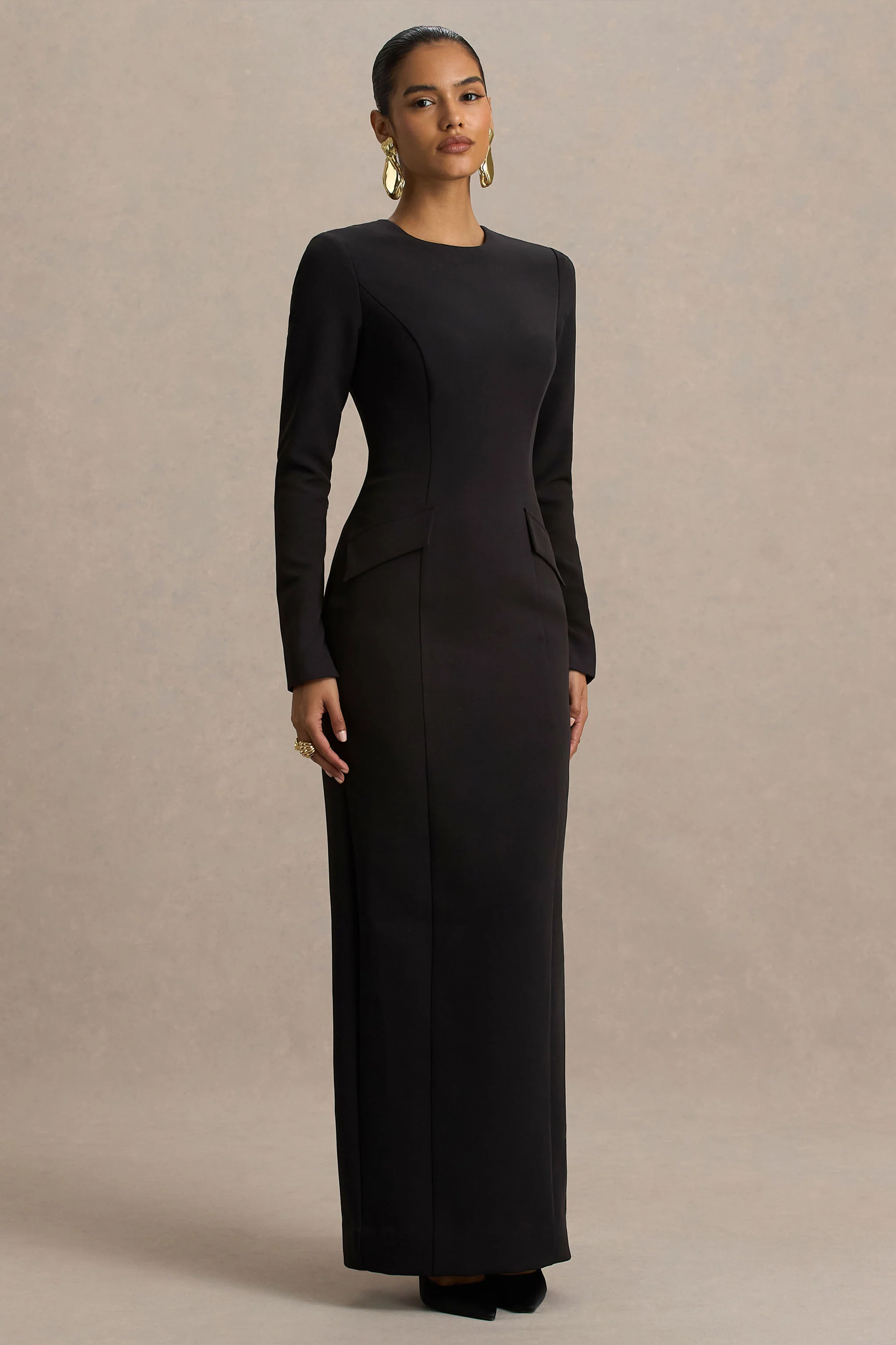 Vaila | Black Crew-Neck Maxi Dress - Image 5