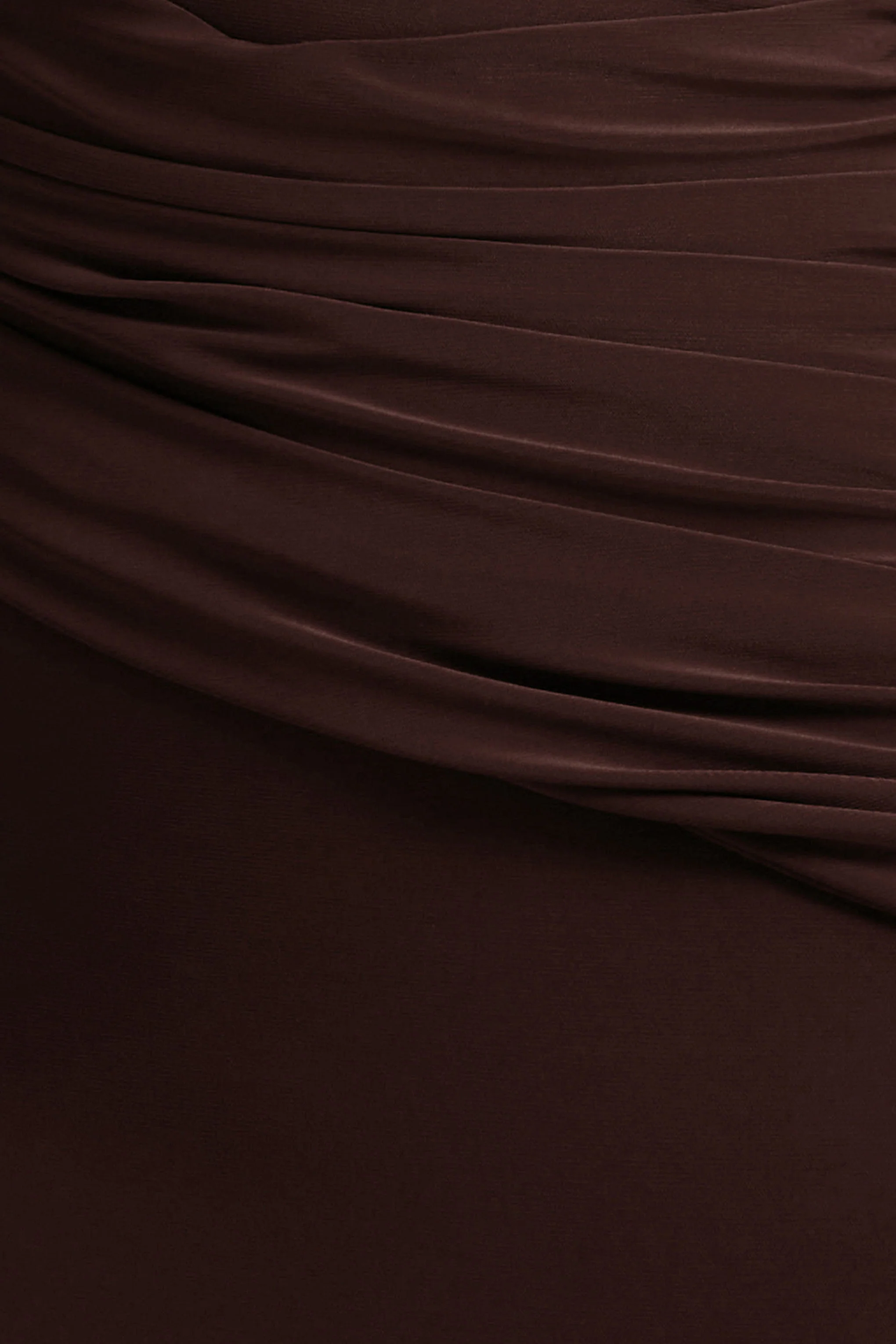 Valina | Brown Ruched Asymmetric Maxi Dress With Drape - Image 7