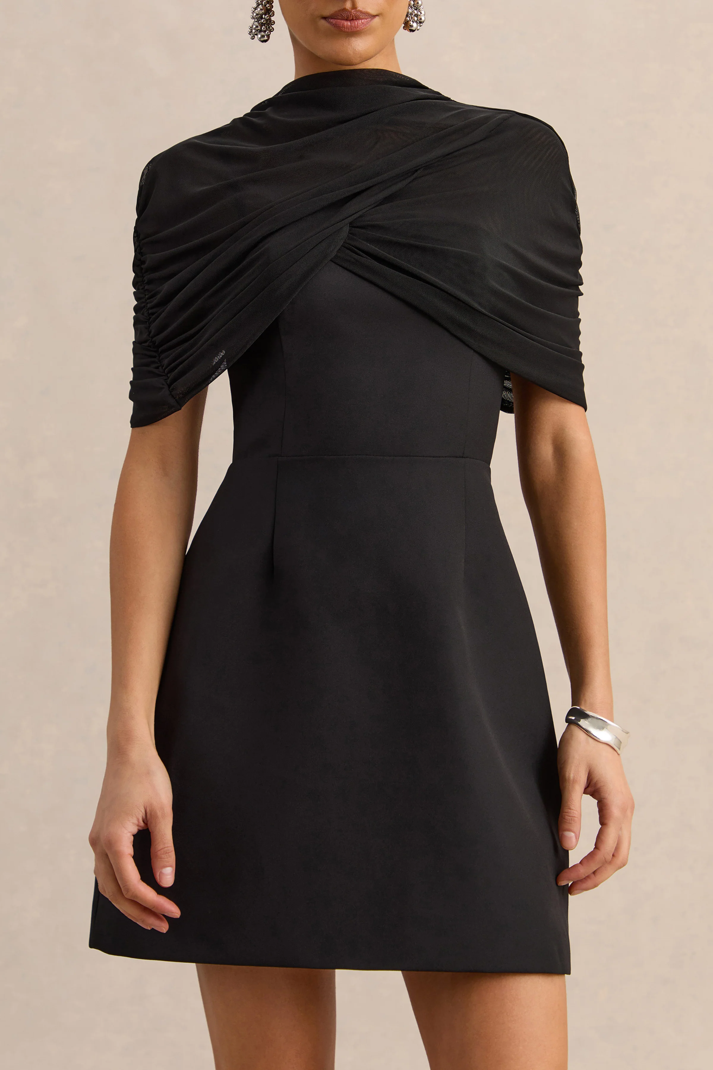 Veda | Black Square-Neck Mini Dress - Image 5