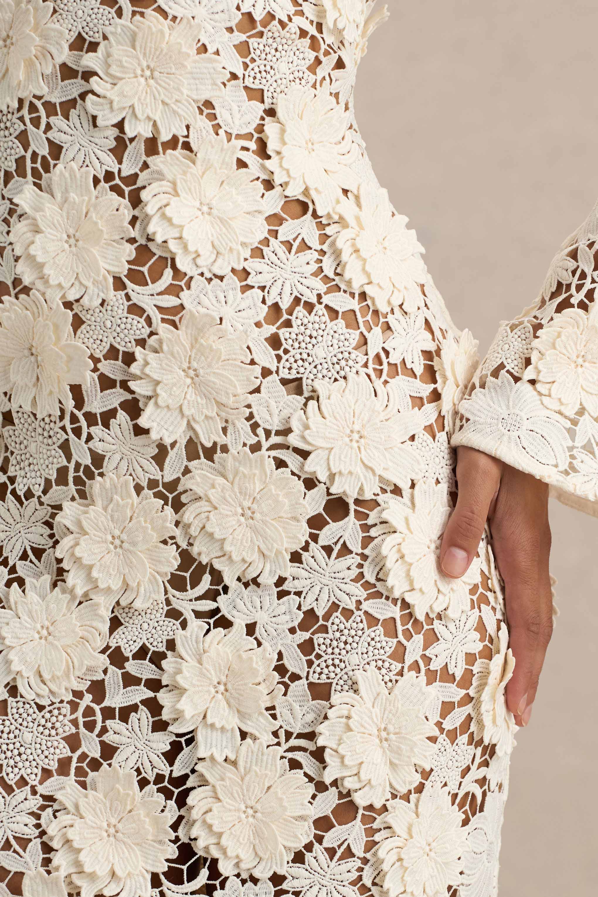 Viper | Cream Lace Long-Sleeve Maxi Dress - Image 7