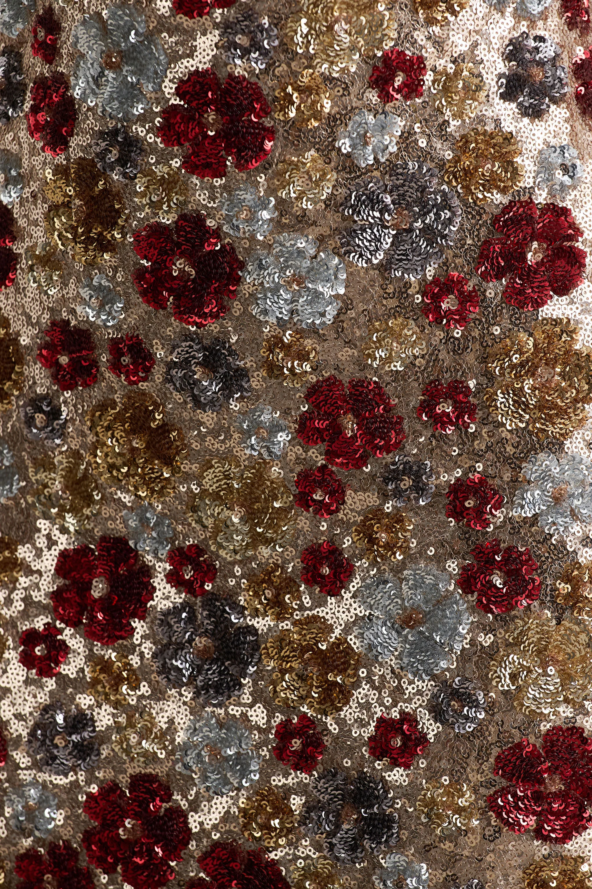 Vitora | Red Floral Embellished Sequin Square-Neck Maxi Dress - Image 6