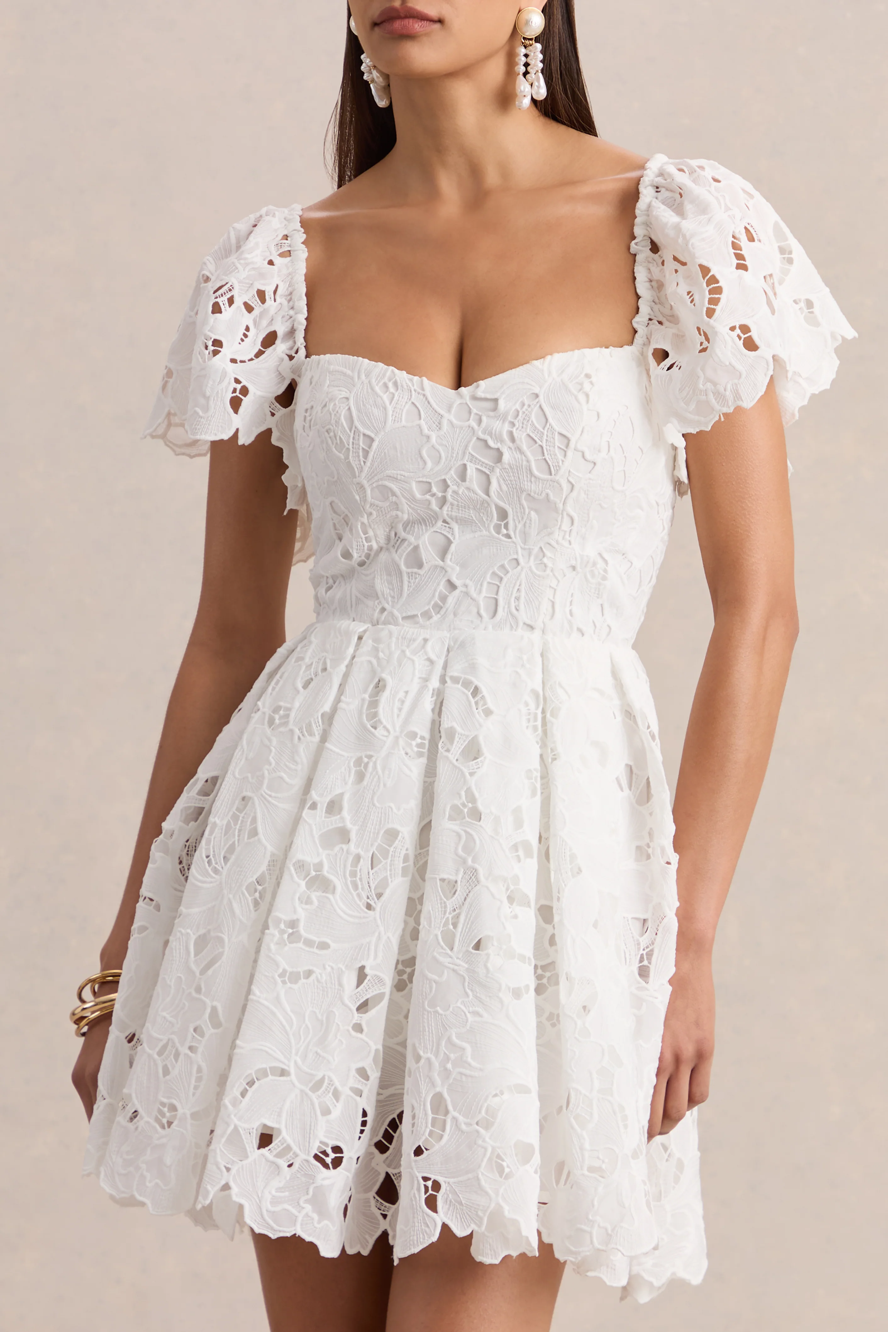 Vivi | White Lace Sweetheart-Neck Mini Dress - Image 3