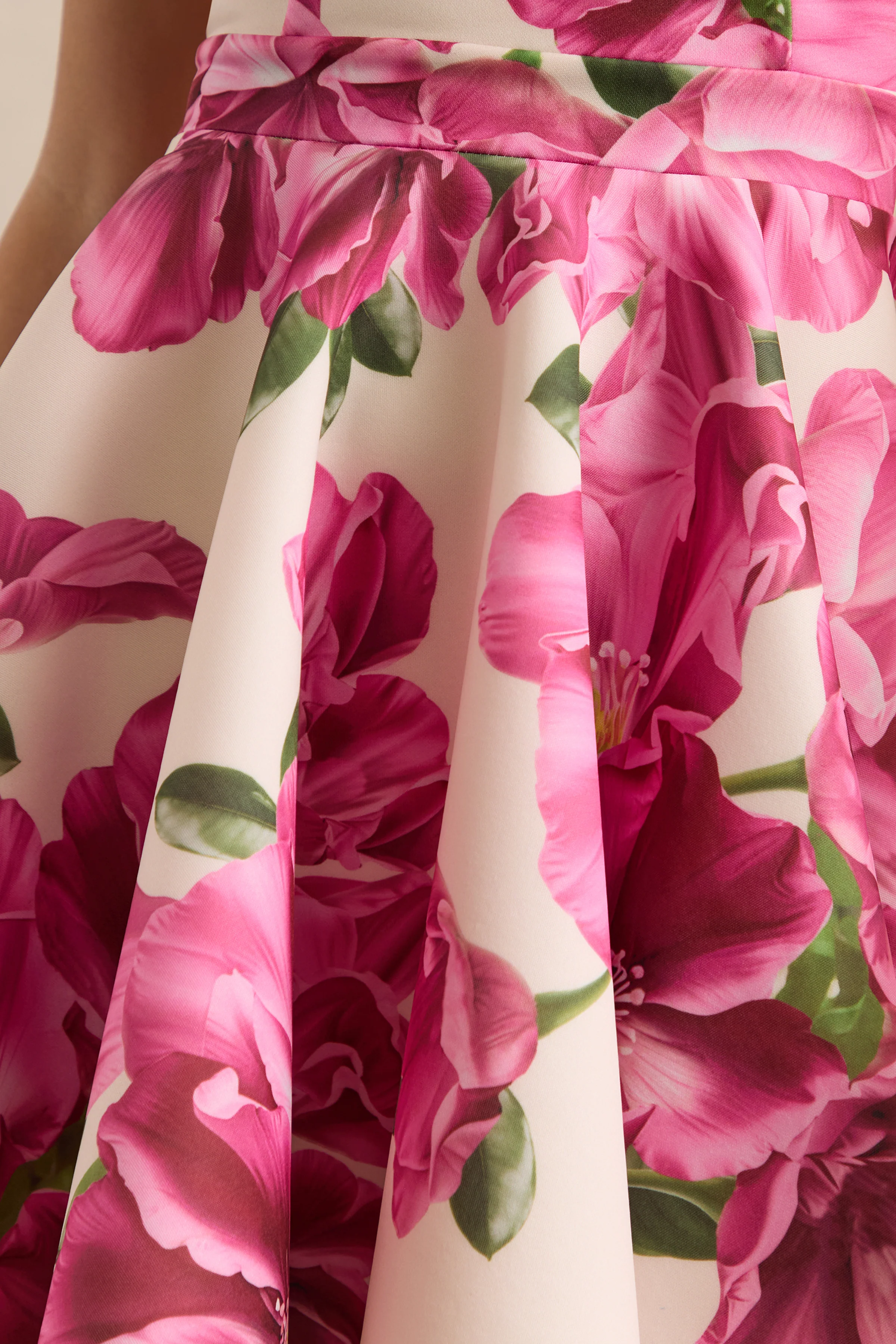 Waverly | Pink Rose Print Racer-Neck Sleeveless Skater Mini Dress - Image 6