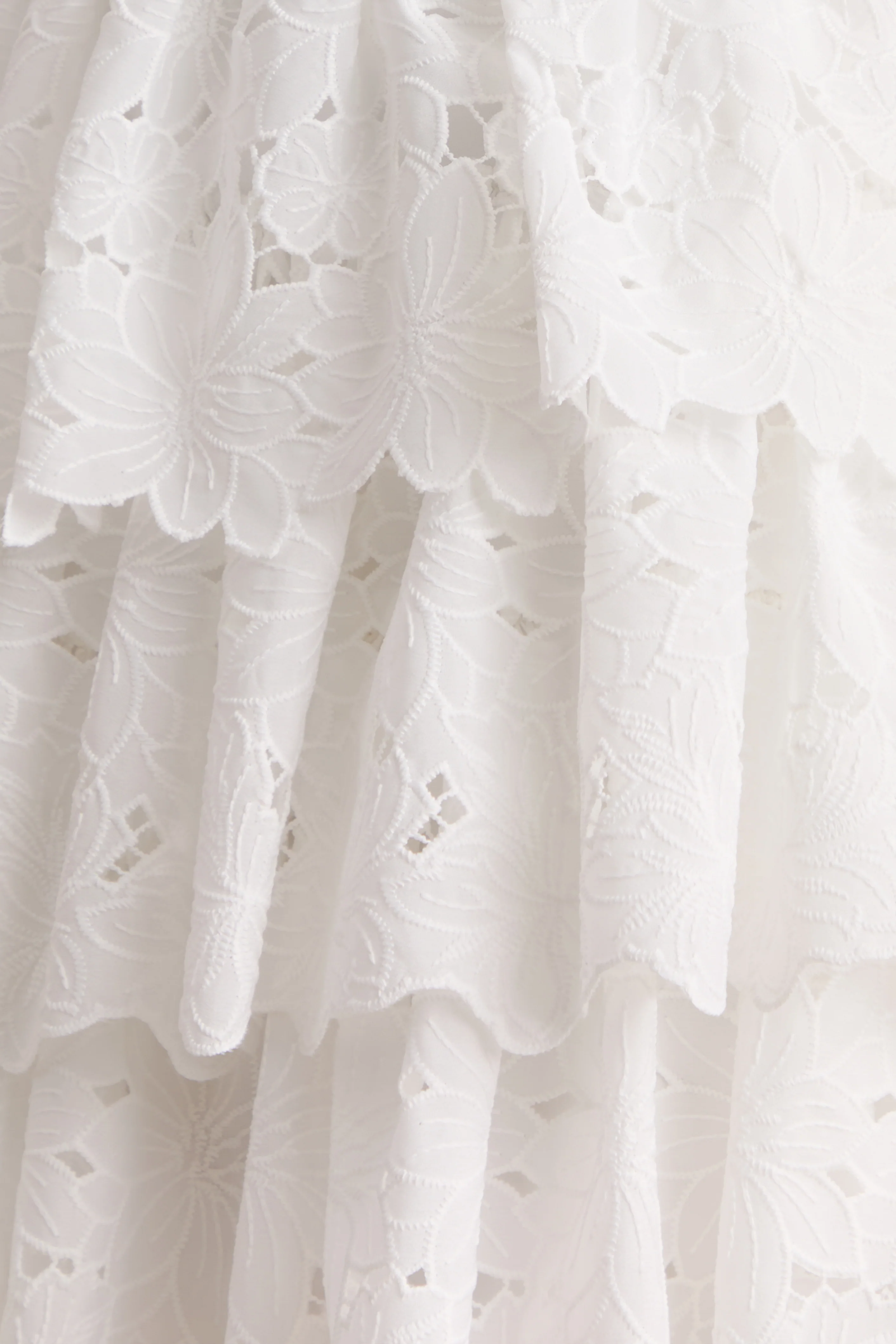 Winona | White Lace Square-Neck Mini Dress With Ruffled Detailing - Image 7